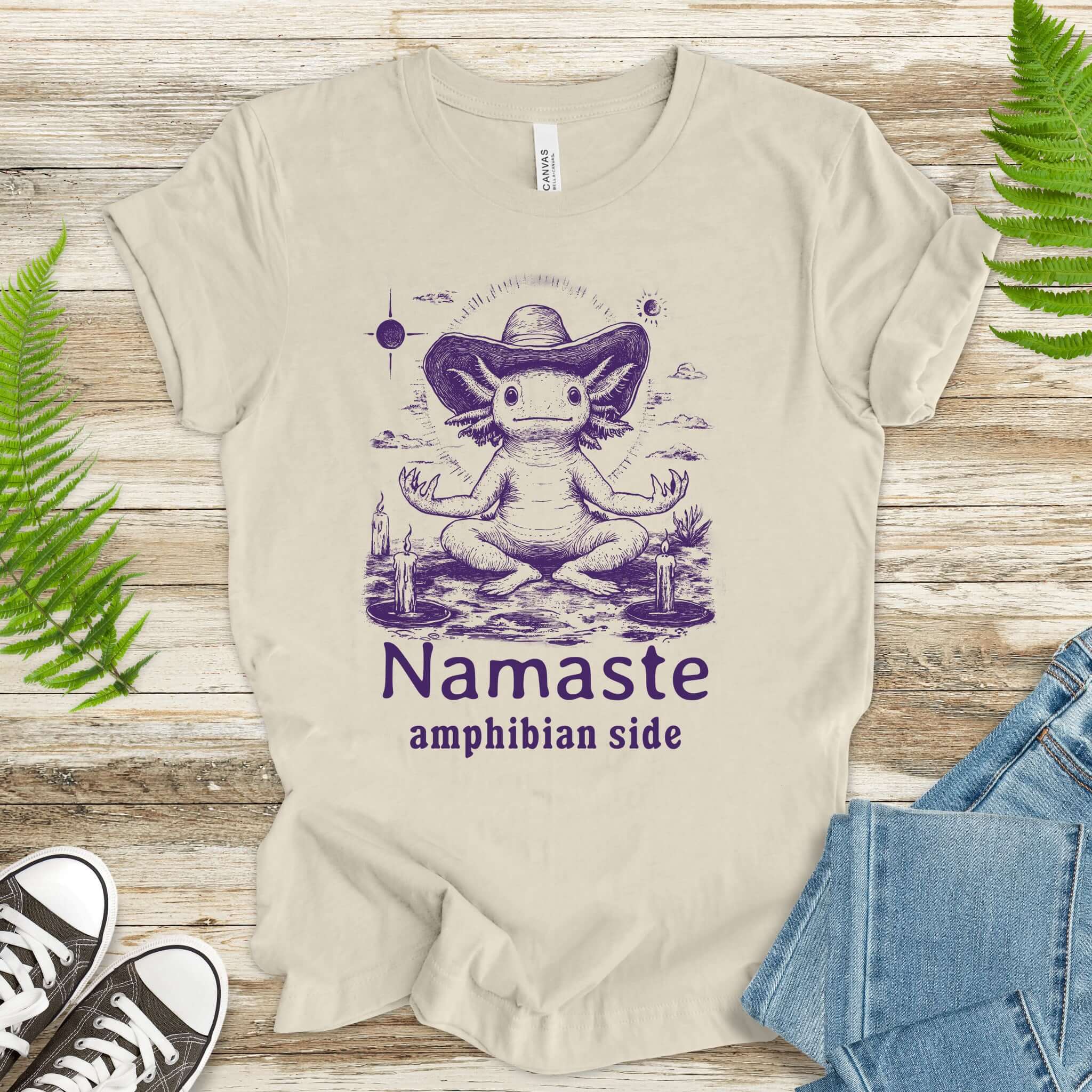 Axolotl Namaste Amphibian Side T-Shirt