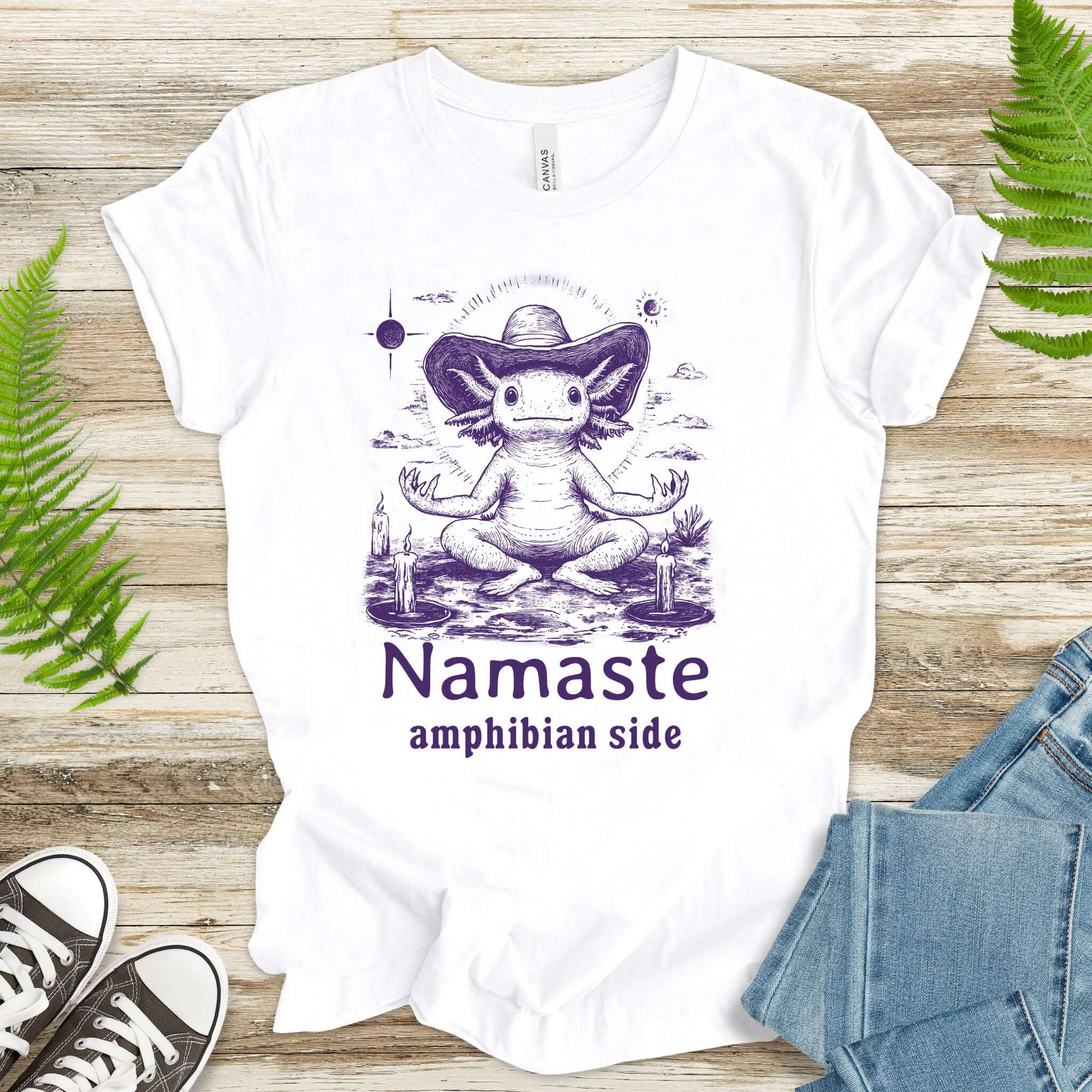 Axolotl Namaste Amphibian Side T-Shirt