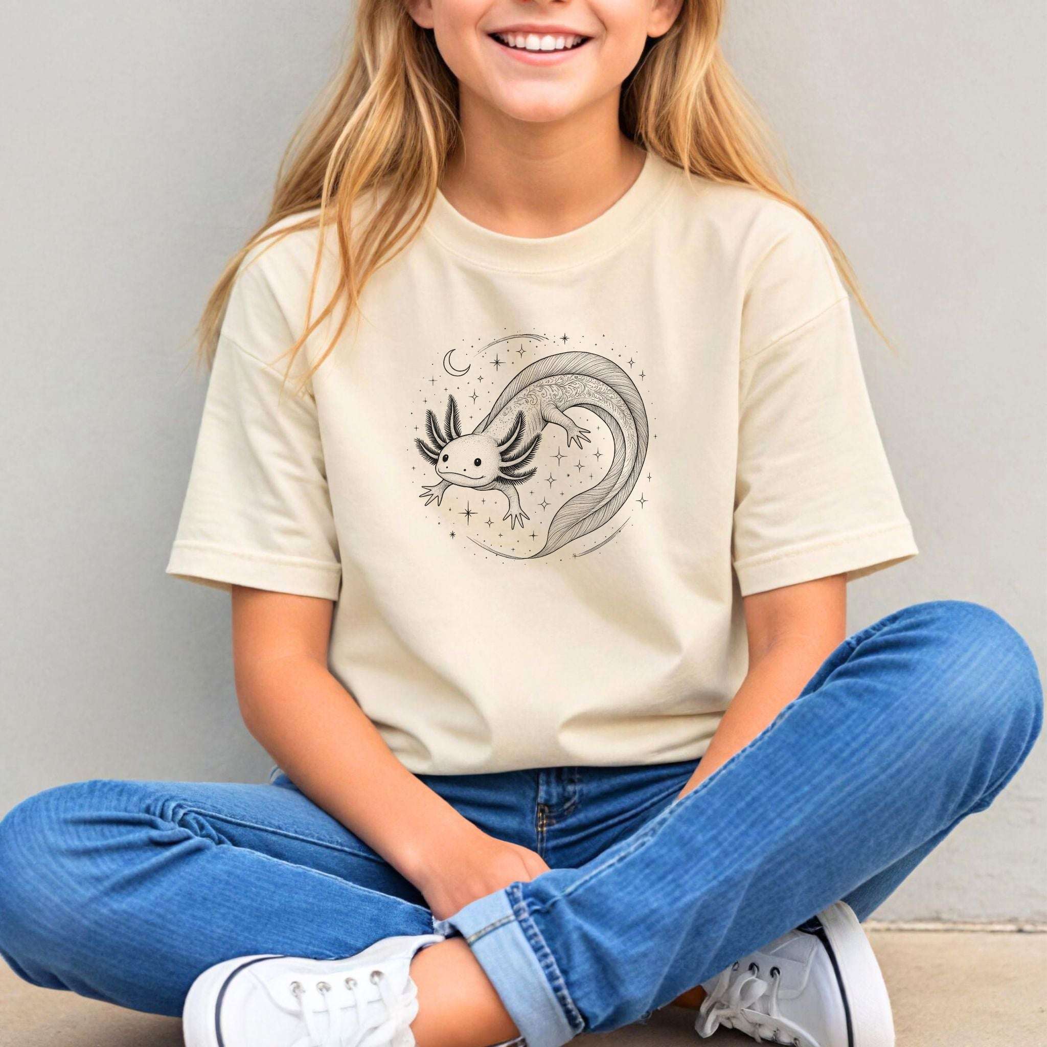 Axolotl in Whimsical Waters – Dreamy Little Swimmer Youth Tee