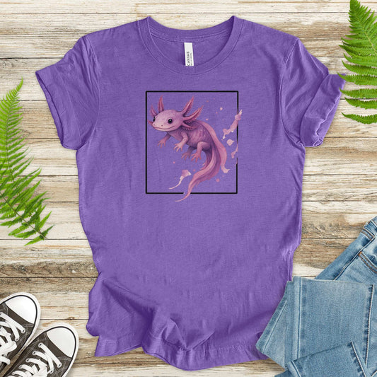 Watercolor Axolotl T-Shirt – Cute Pink Salamander Nature Tee