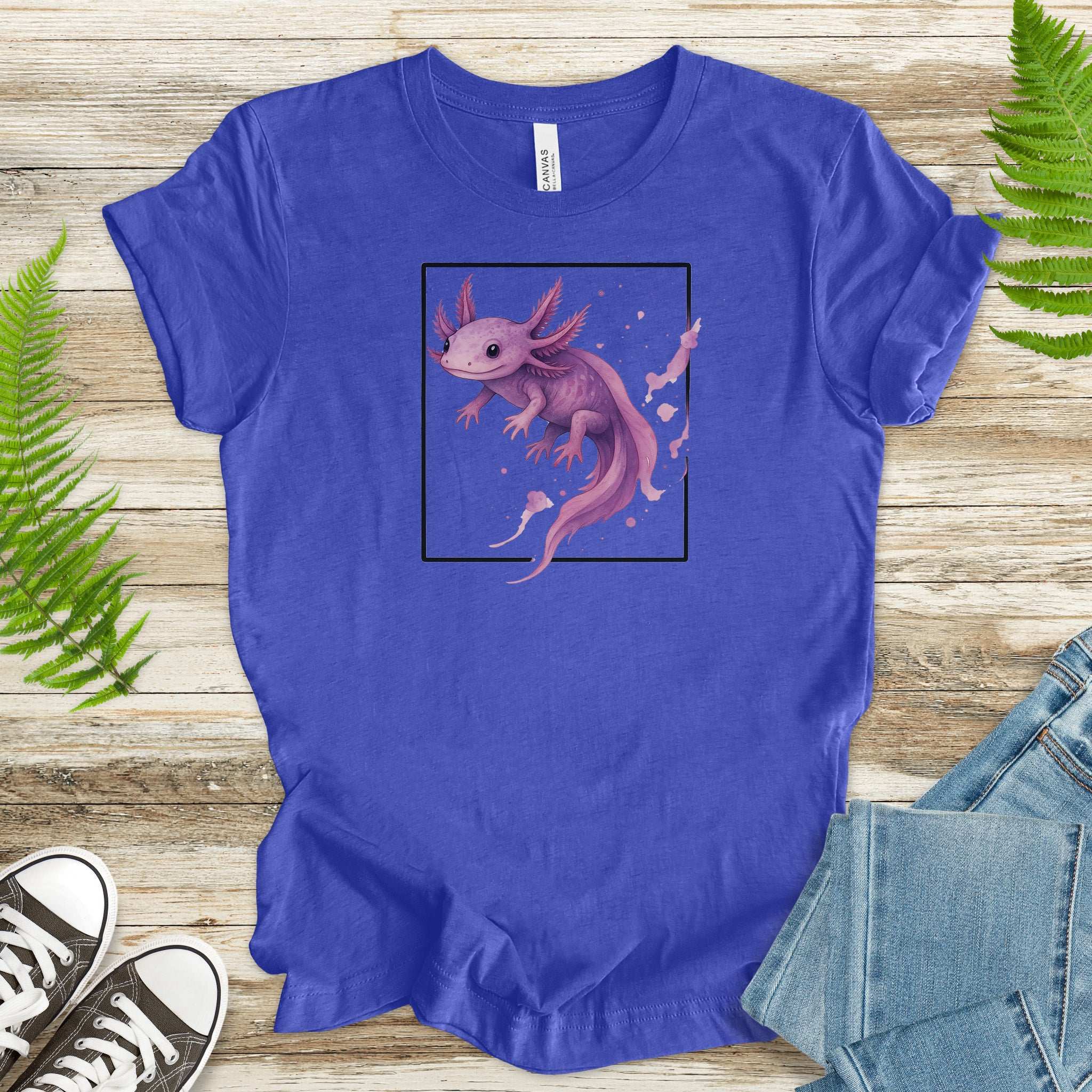 Watercolor Axolotl T-Shirt – Cute Pink Salamander Nature Tee