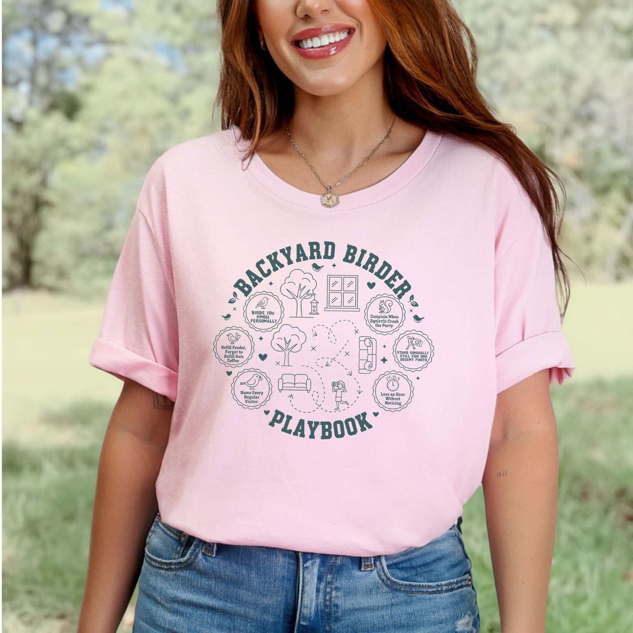 Backyard Birder Playbook T-Shirt – Funny Birdwatching Nature Humor Tee