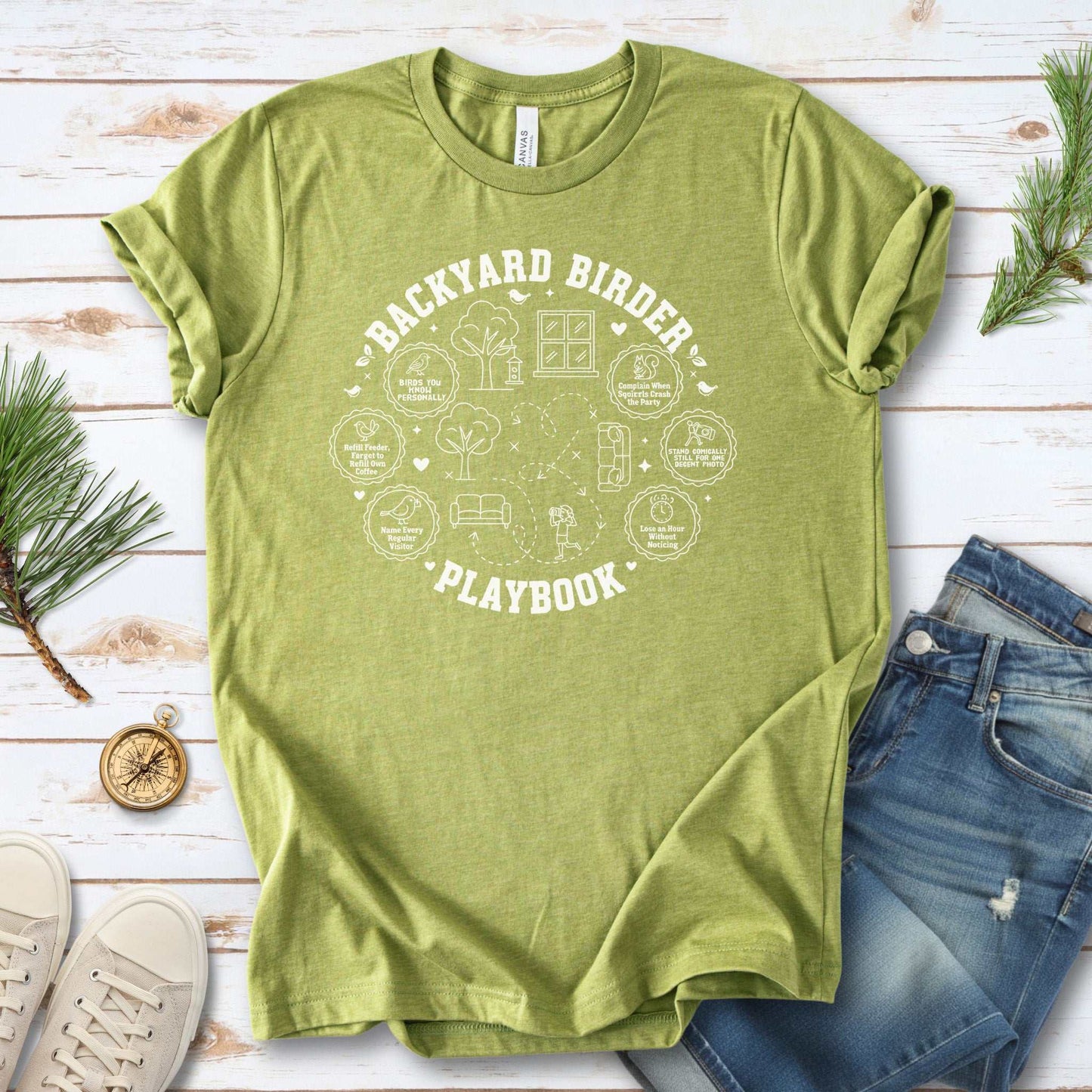 Backyard Birder Playbook T-Shirt – Funny Birdwatching Nature Humor Tee