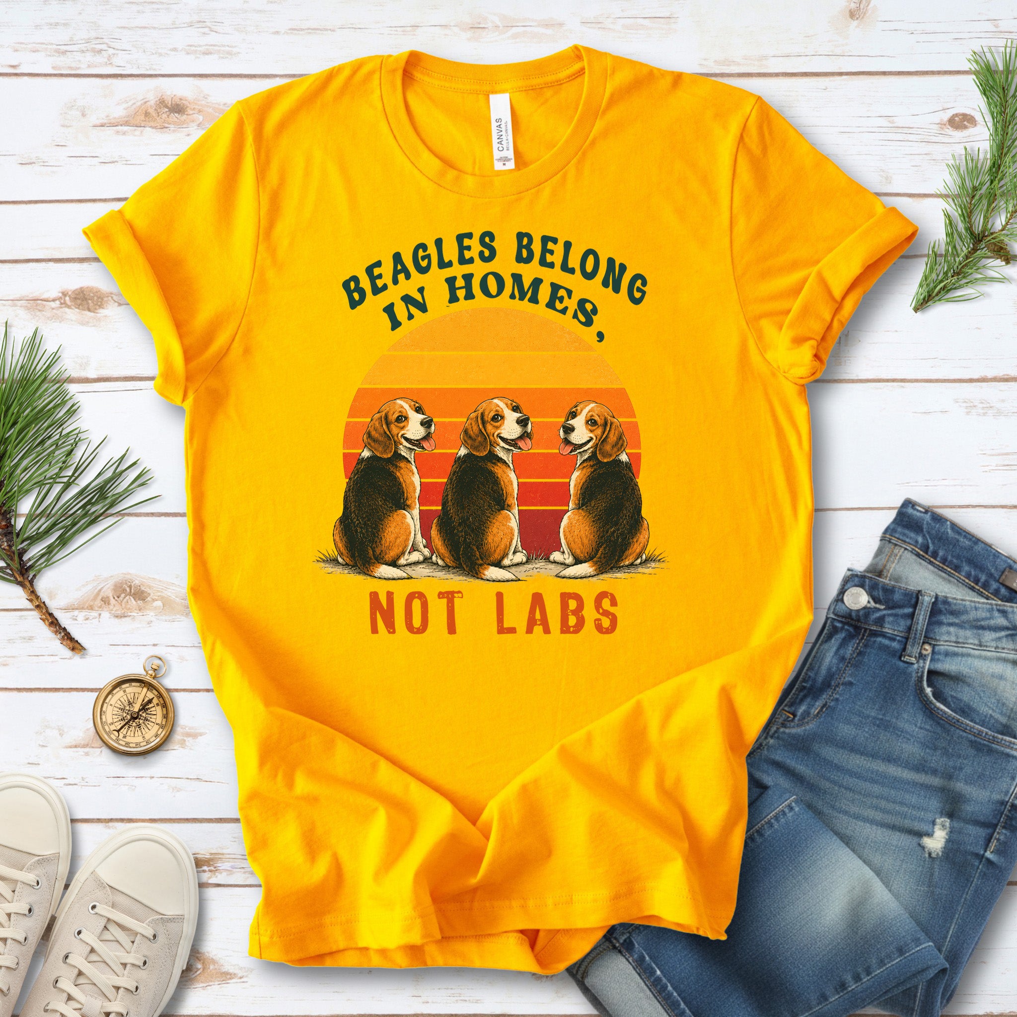 Beagles Belong in Homes Not Labs Rescue Dog Lover Sunset Advocacy T-Shirt
