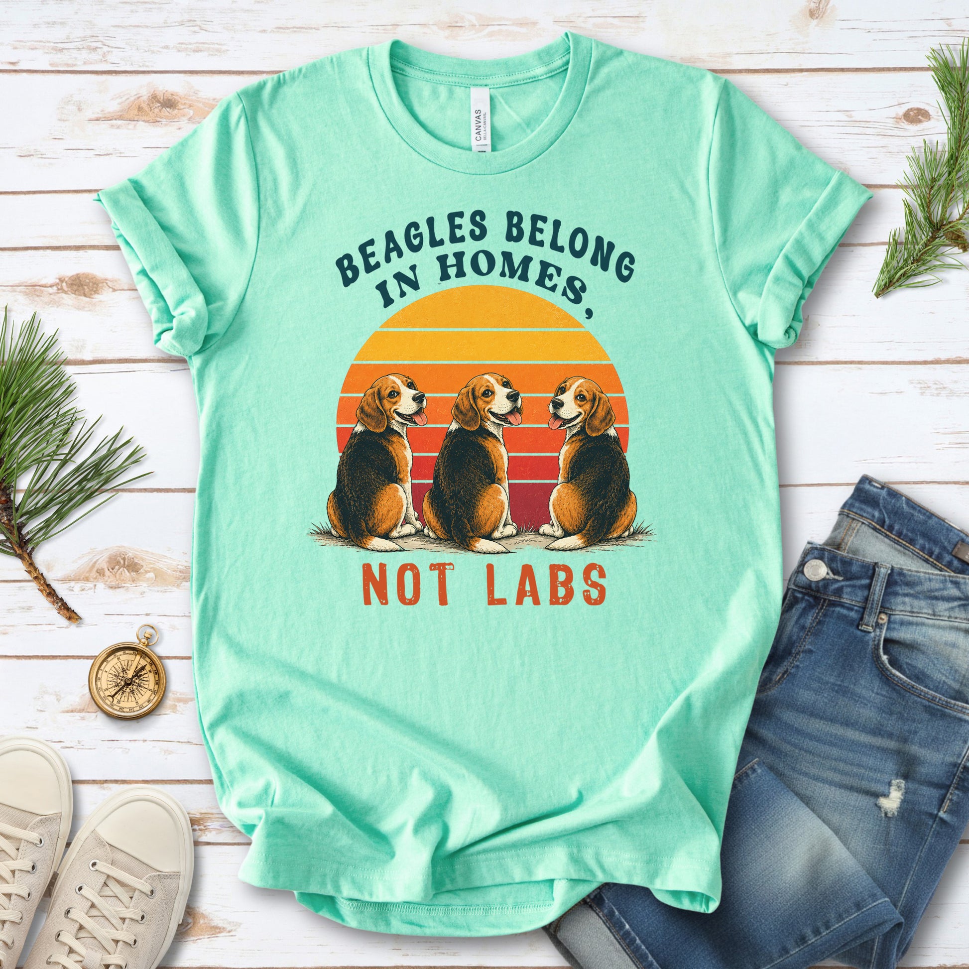 Beagles Belong in Homes Not Labs Rescue Dog Lover Sunset Advocacy T-Shirt