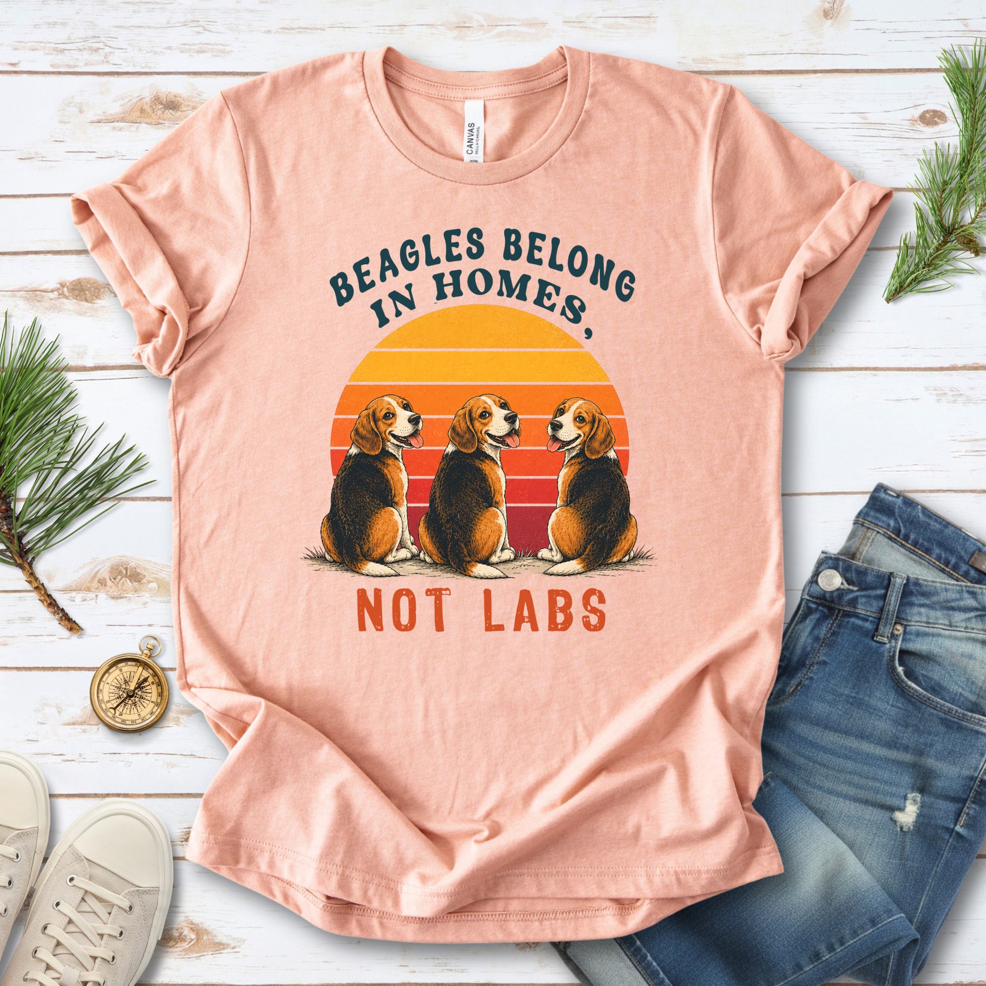 Beagles Belong in Homes Not Labs Rescue Dog Lover Sunset Advocacy T-Shirt