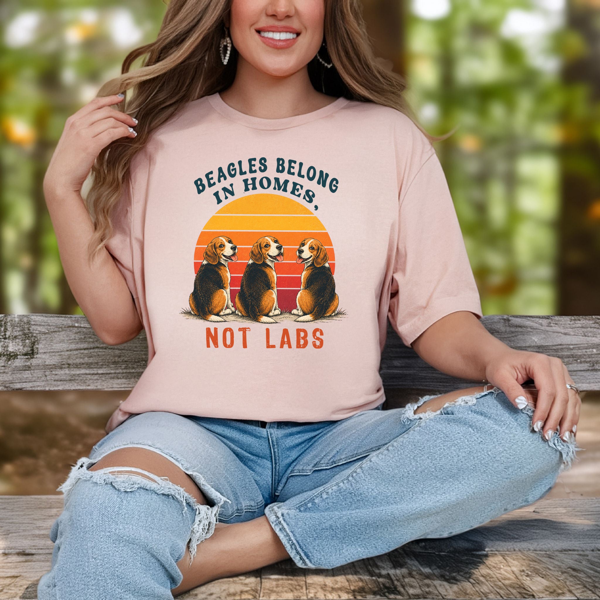 Beagles Belong in Homes Not Labs Rescue Dog Lover Sunset Advocacy T-Shirt