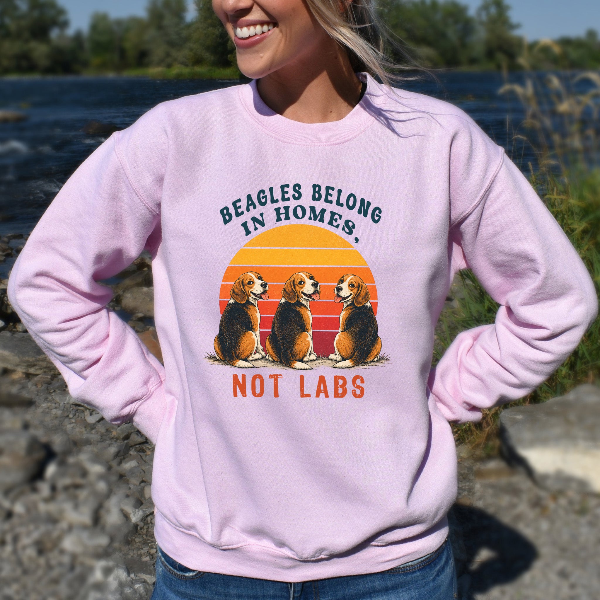 Beagles Belong in Homes Not Labs Rescue Dog Lover Sunset Advocacy Sweatshirt
