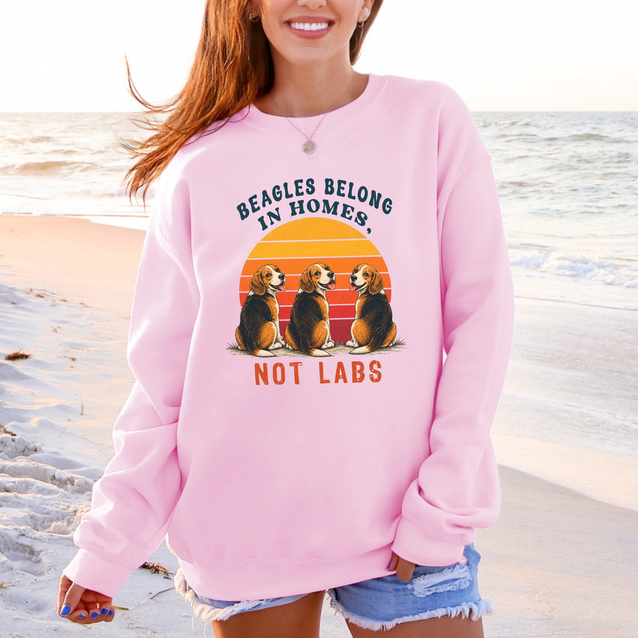 Beagles Belong in Homes Not Labs Rescue Dog Lover Sunset Advocacy Sweatshirt