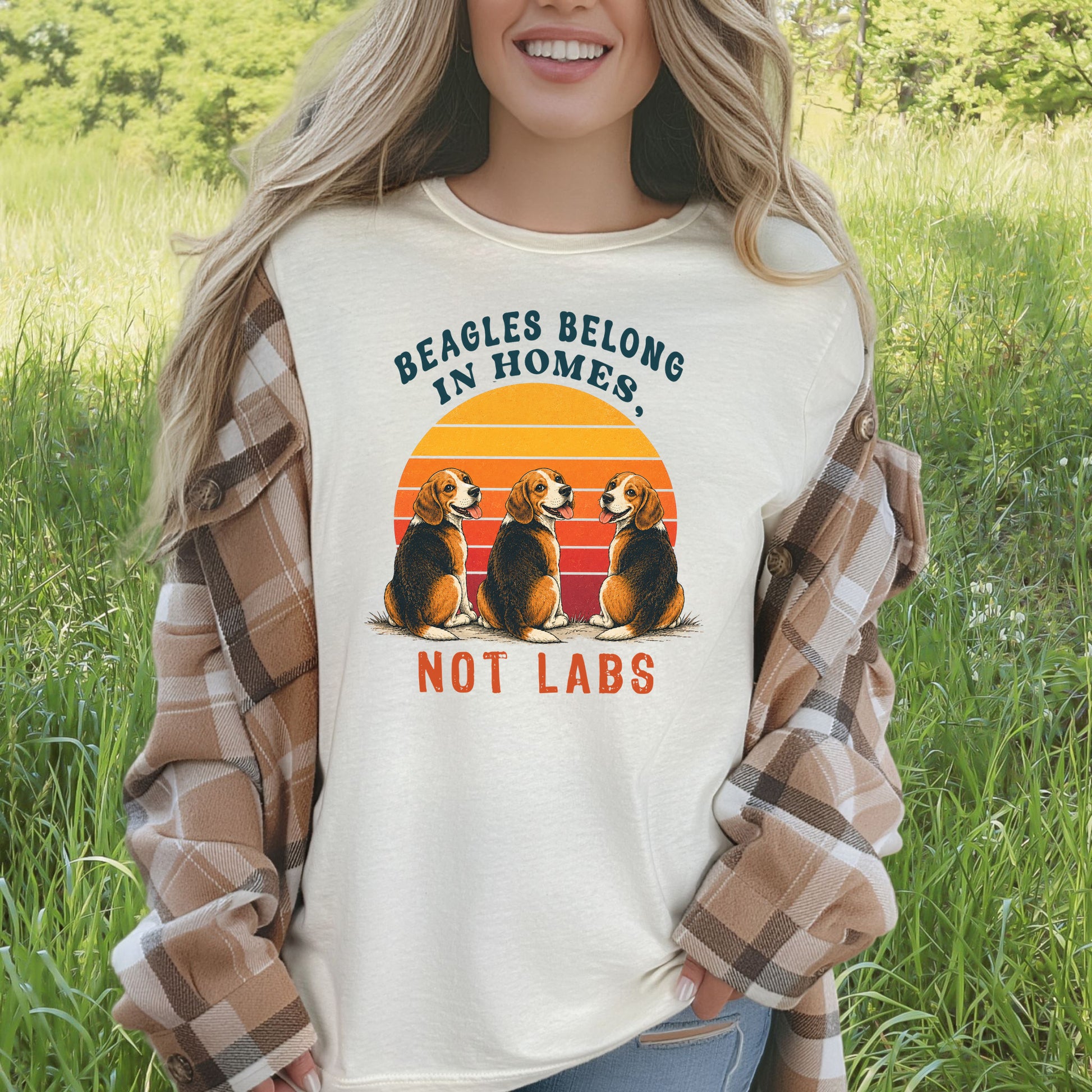 Beagles Belong in Homes Not Labs Rescue Dog Lover Sunset Advocacy T-Shirt