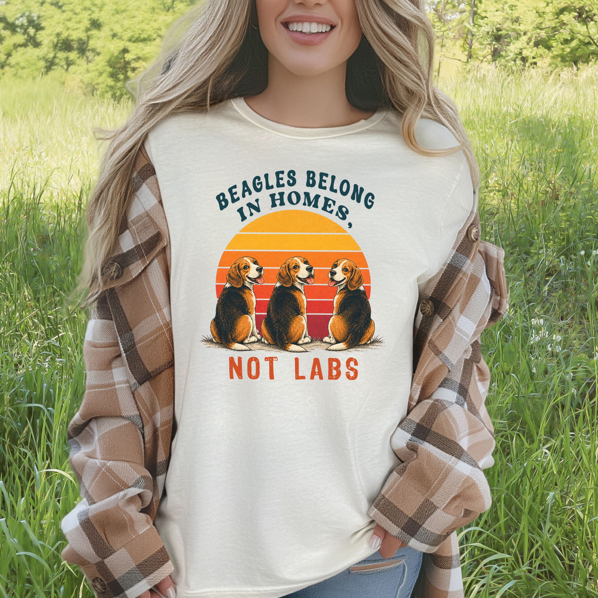 Beagles Belong in Homes Not Labs Rescue Dog Lover Sunset Advocacy T-Shirt