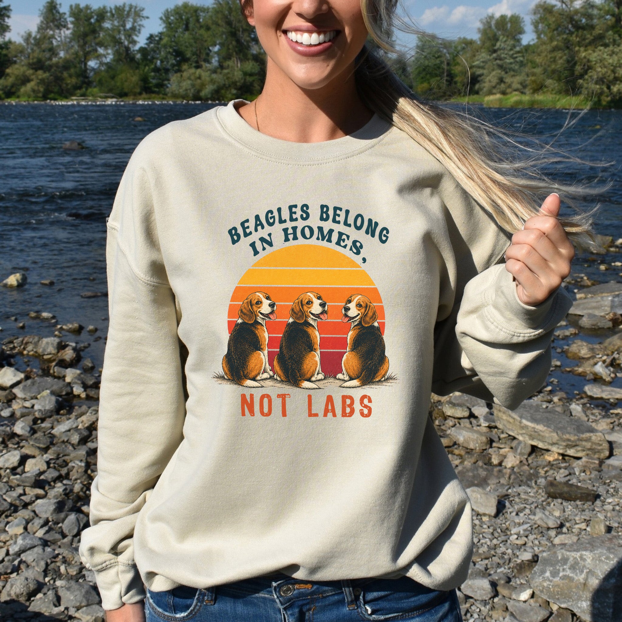 Beagles Belong in Homes Not Labs Rescue Dog Lover Sunset Advocacy Sweatshirt