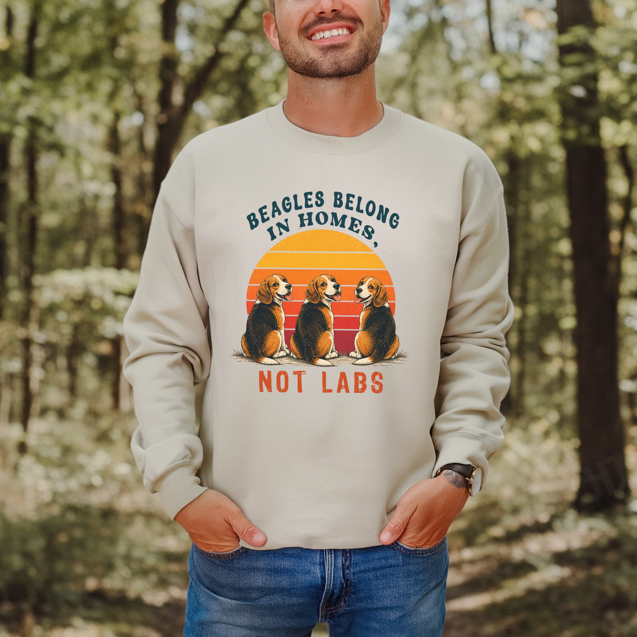 Beagles Belong in Homes Not Labs Rescue Dog Lover Sunset Advocacy Sweatshirt
