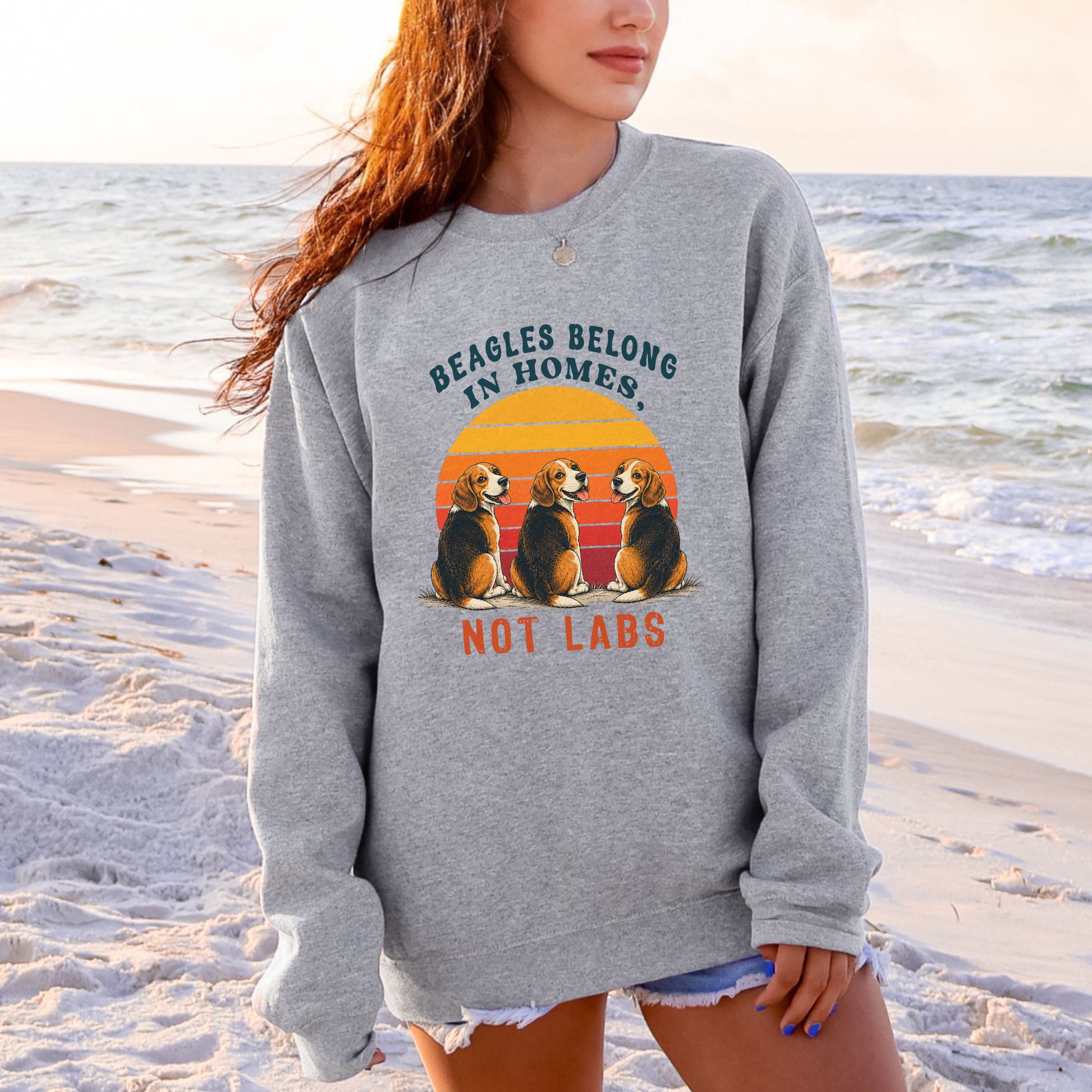 Beagles Belong in Homes Not Labs Rescue Dog Lover Sunset Advocacy Sweatshirt