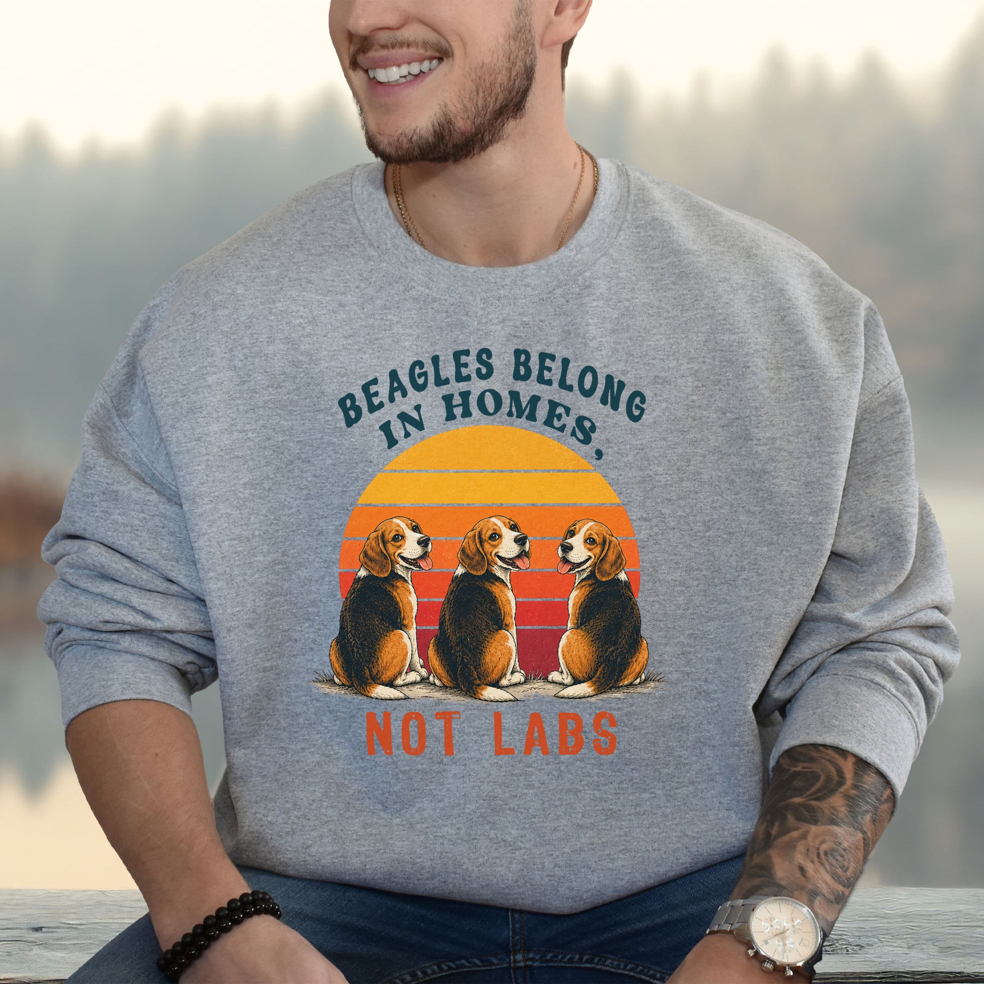 Beagles Belong in Homes Not Labs Rescue Dog Lover Sunset Advocacy Sweatshirt