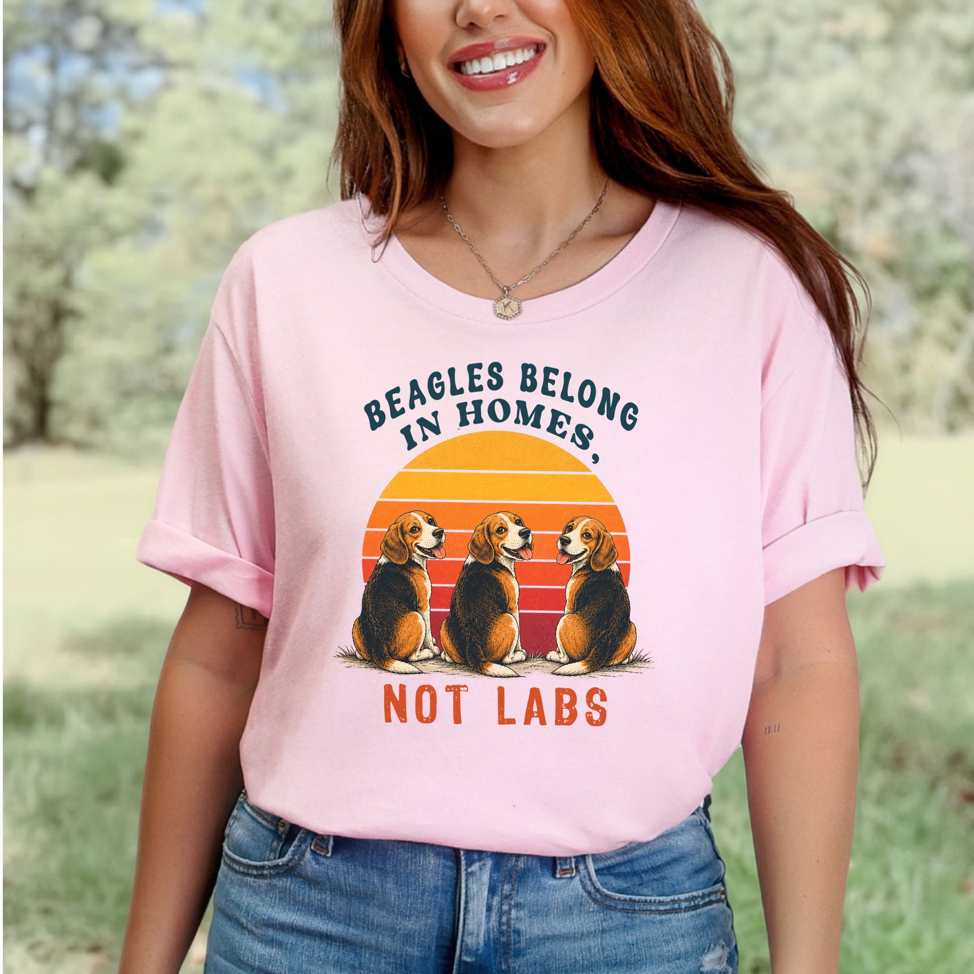 Beagles Belong in Homes Not Labs Rescue Dog Lover Sunset Advocacy T-Shirt