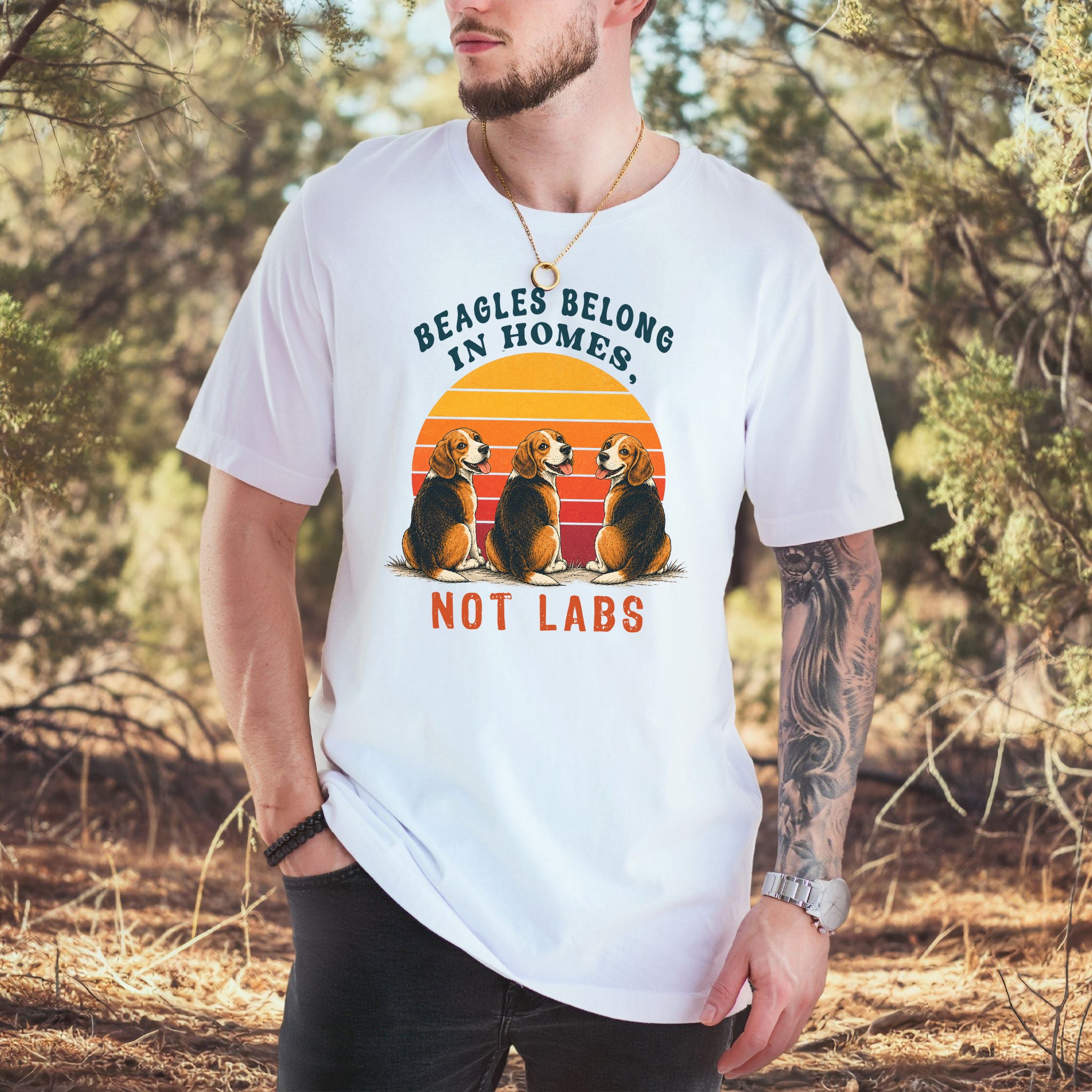 Beagles Belong in Homes Not Labs Rescue Dog Lover Sunset Advocacy T-Shirt