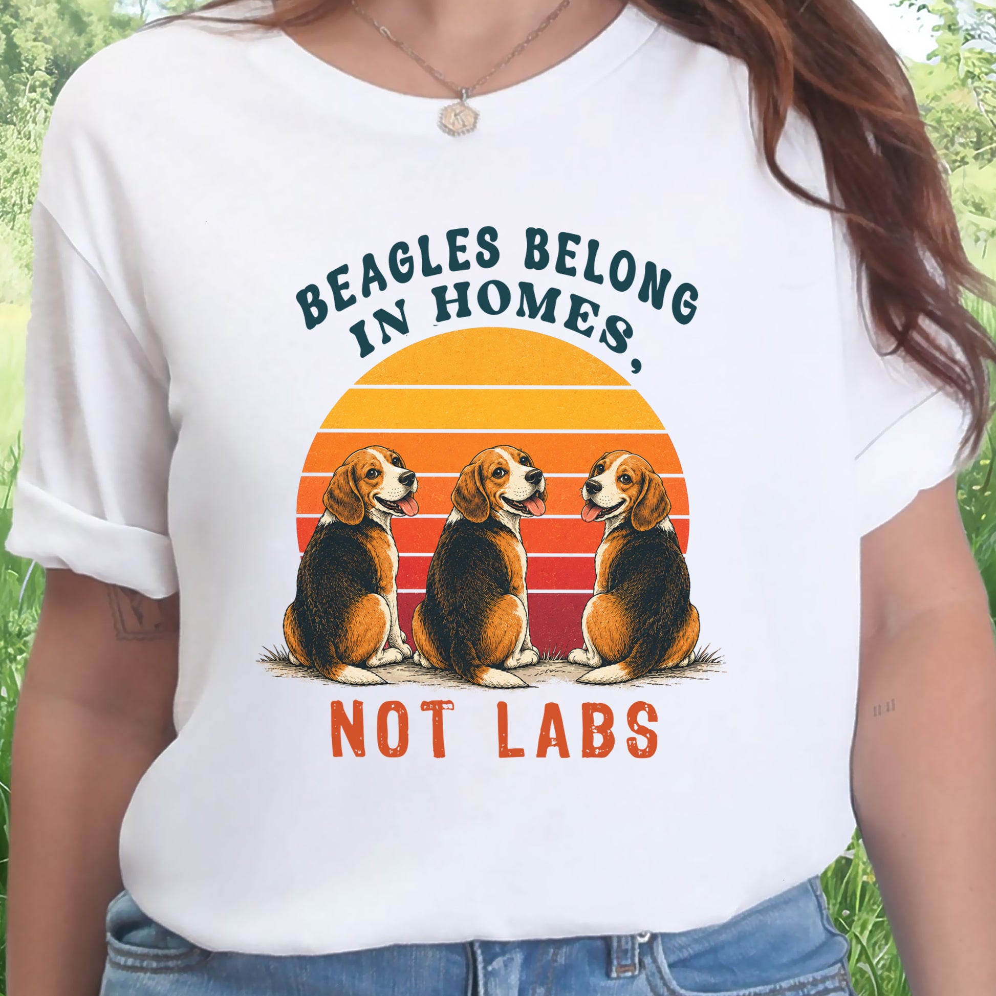 Beagles Belong in Homes Not Labs Rescue Dog Lover Sunset Advocacy T-Shirt