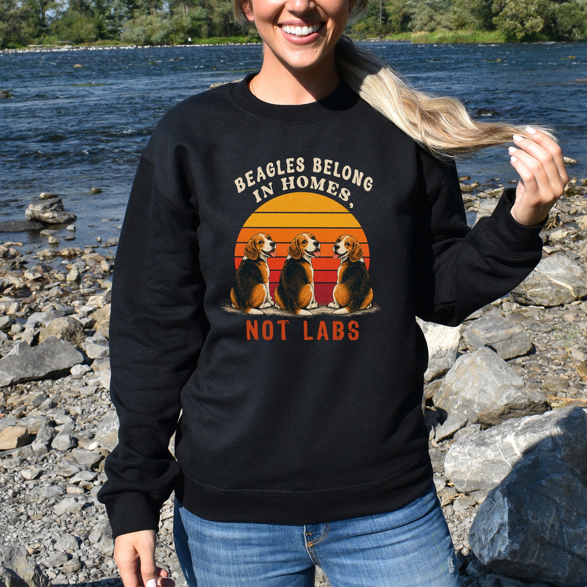 Beagles Belong in Homes Not Labs Rescue Dog Lover Sunset Advocacy Sweatshirt