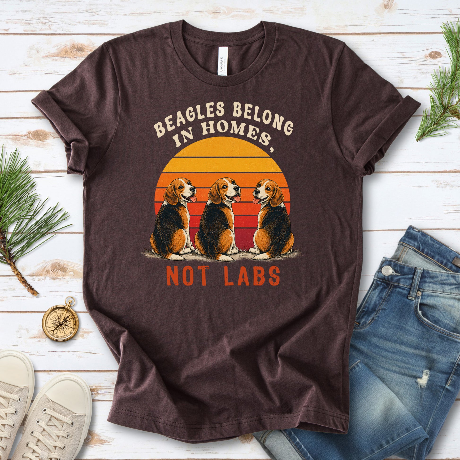 Beagles Belong in Homes Not Labs Rescue Dog Lover Sunset Advocacy T-Shirt