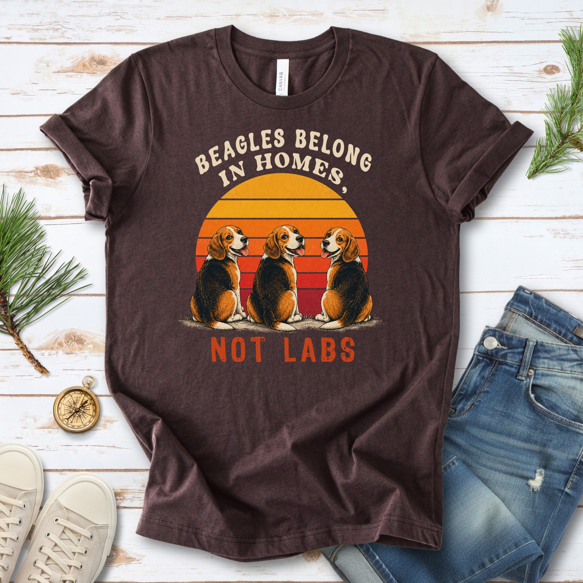Beagles Belong in Homes Not Labs Rescue Dog Lover Sunset Advocacy T-Shirt