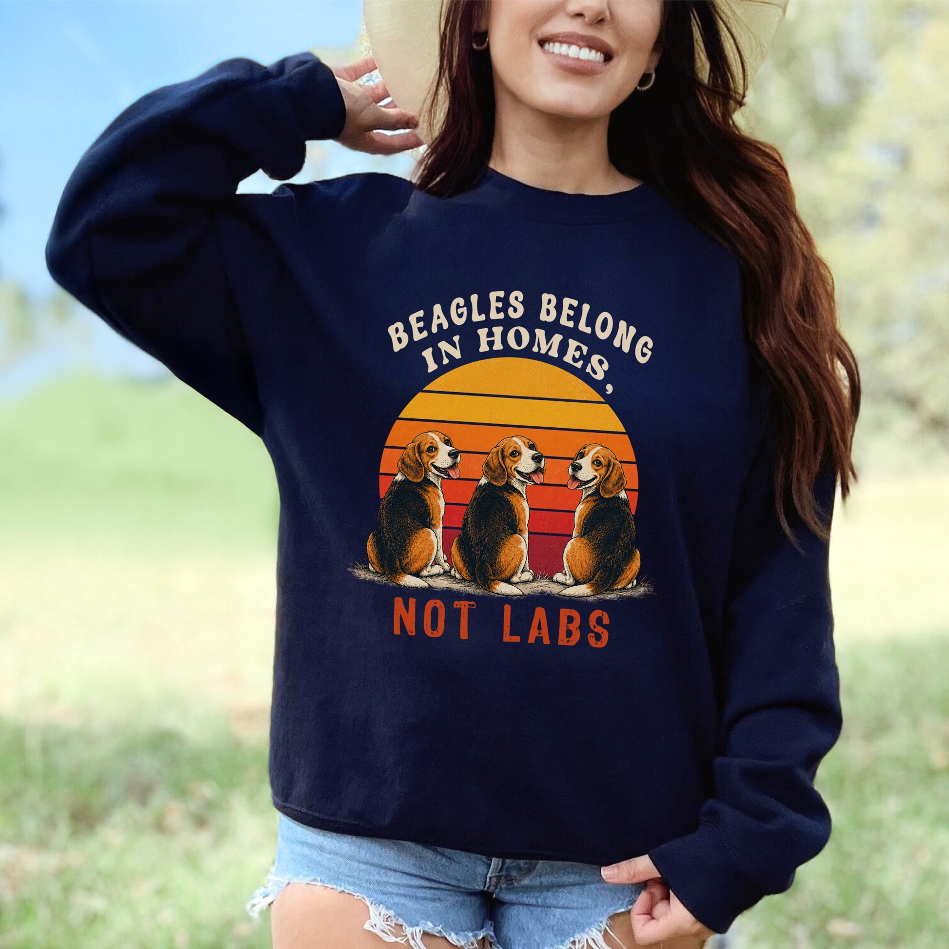 Beagles Belong in Homes Not Labs Rescue Dog Lover Sunset Advocacy Sweatshirt