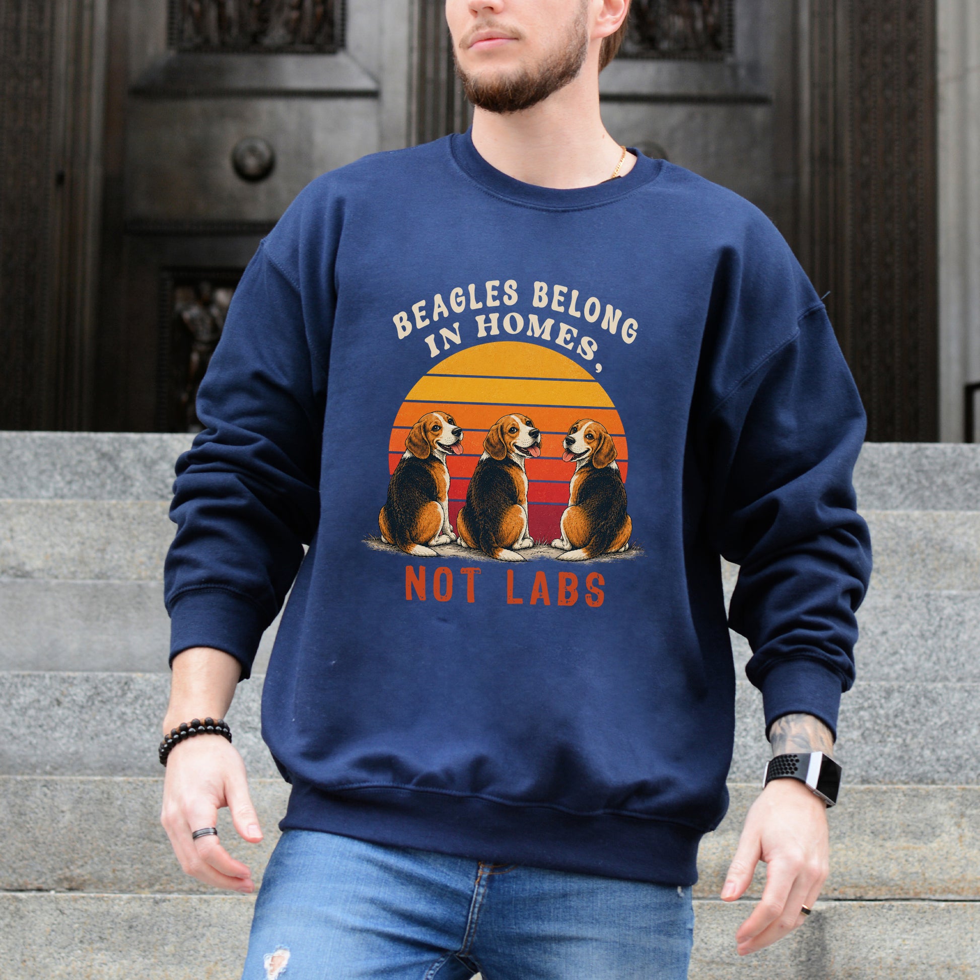Beagles Belong in Homes Not Labs Rescue Dog Lover Sunset Advocacy Sweatshirt