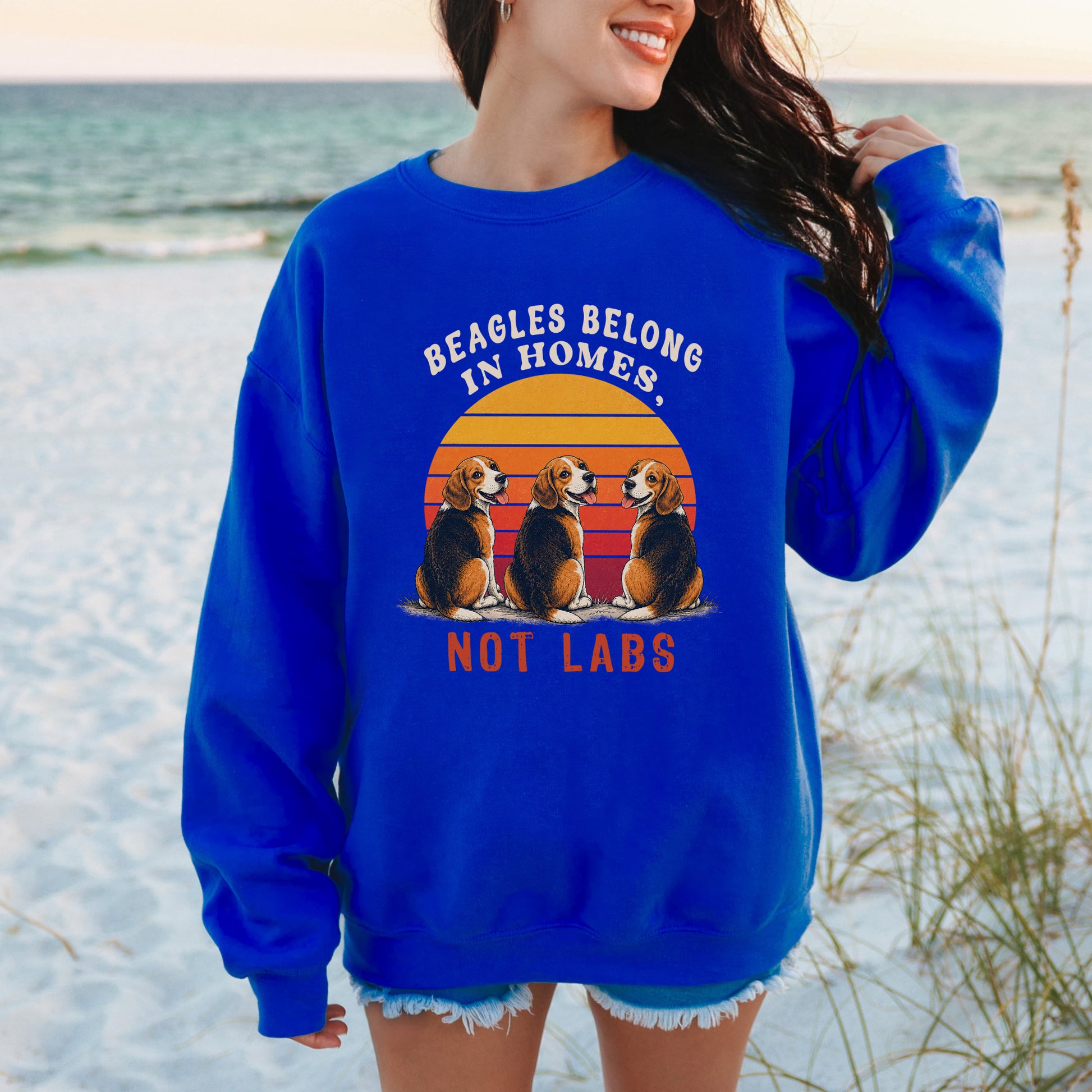 Beagles Belong in Homes Not Labs Rescue Dog Lover Sunset Advocacy Sweatshirt