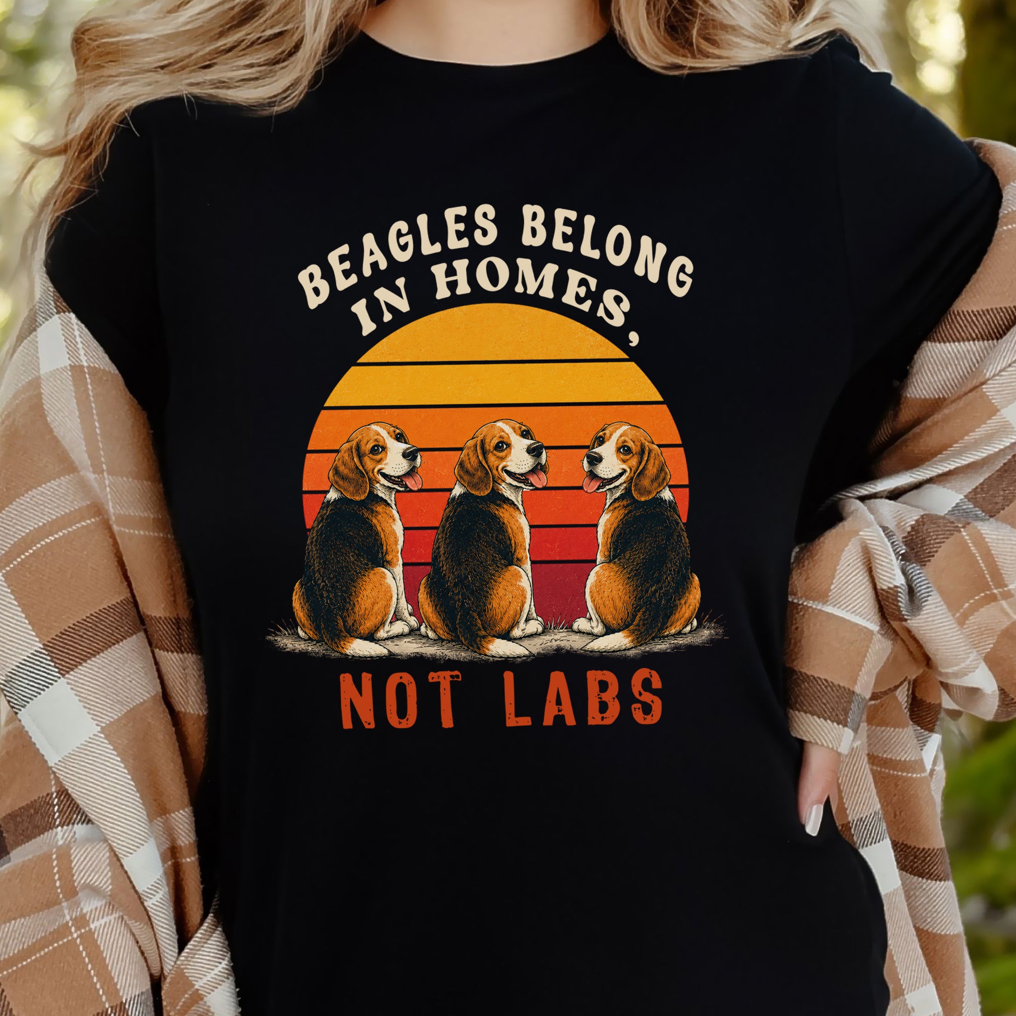 Beagles Belong in Homes Not Labs Rescue Dog Lover Sunset Advocacy T-Shirt