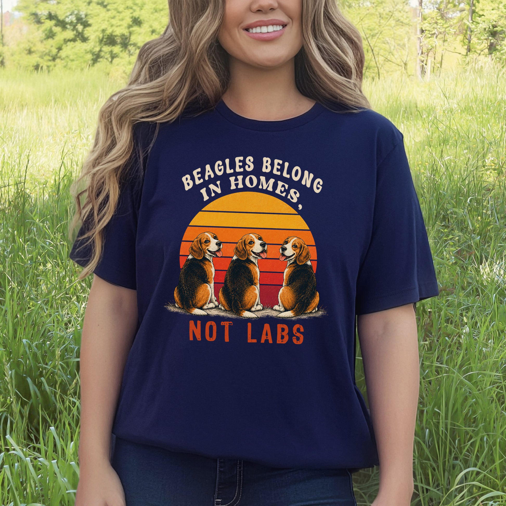 Beagles Belong in Homes Not Labs Rescue Dog Lover Sunset Advocacy T-Shirt