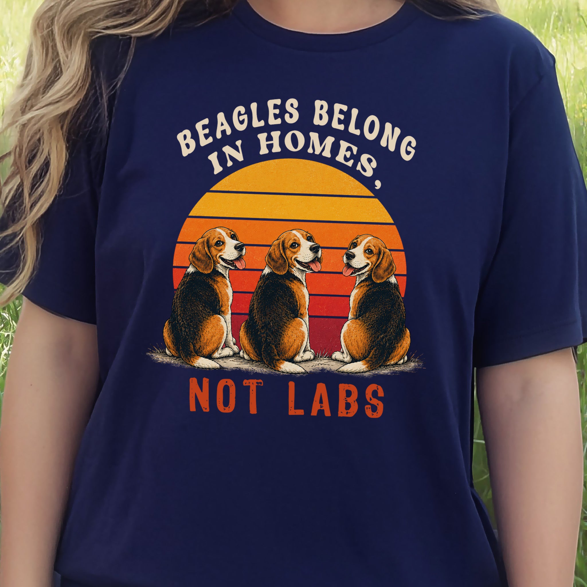 Beagles Belong in Homes Not Labs Rescue Dog Lover Sunset Advocacy T-Shirt