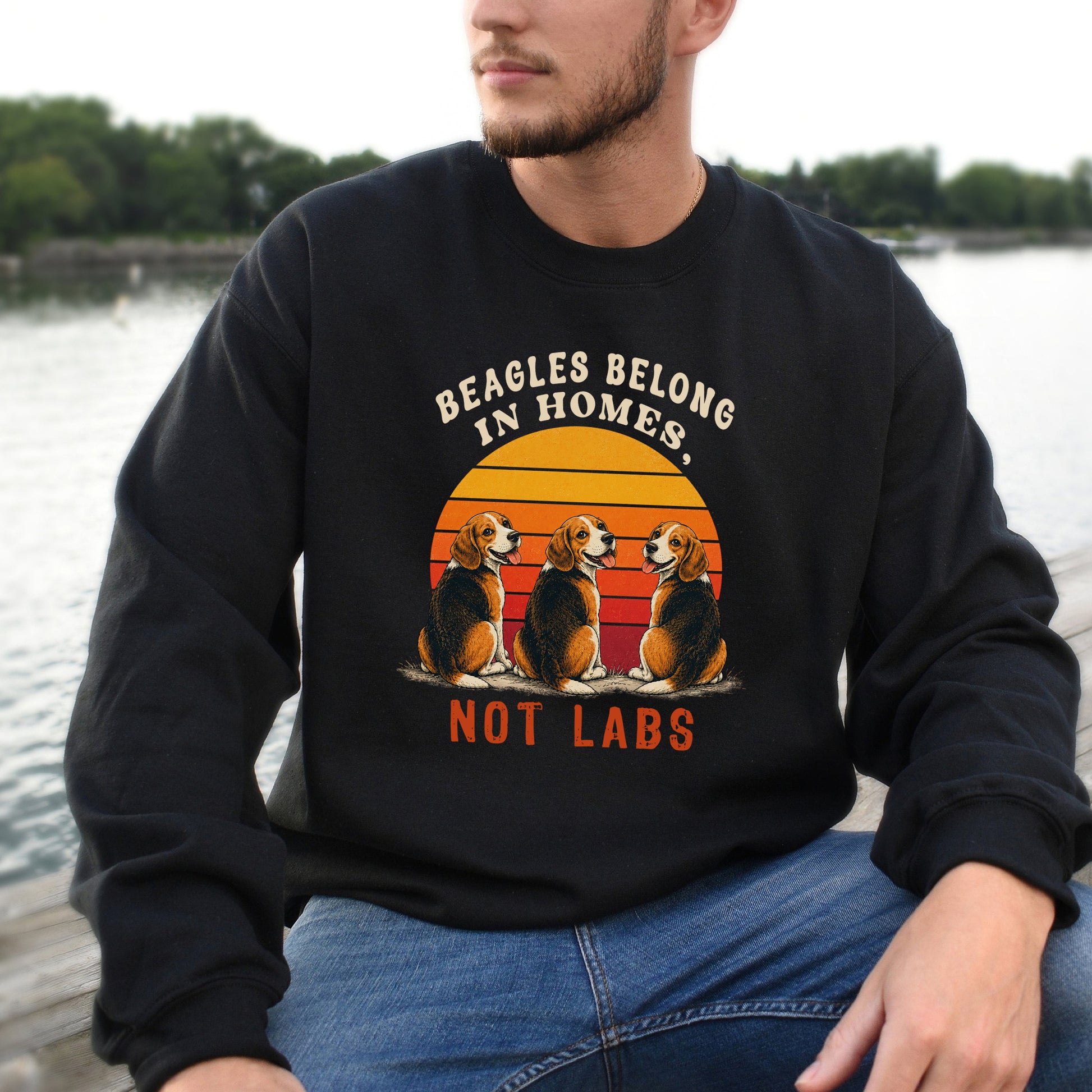 Beagles Belong in Homes Not Labs Rescue Dog Lover Sunset Advocacy Sweatshirt