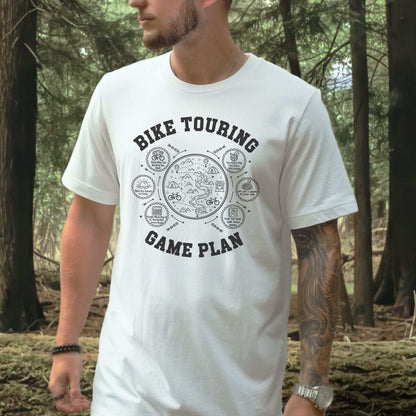 Bike Touring Game Plan T-Shirt – Funny Cyclist Adventure Tee