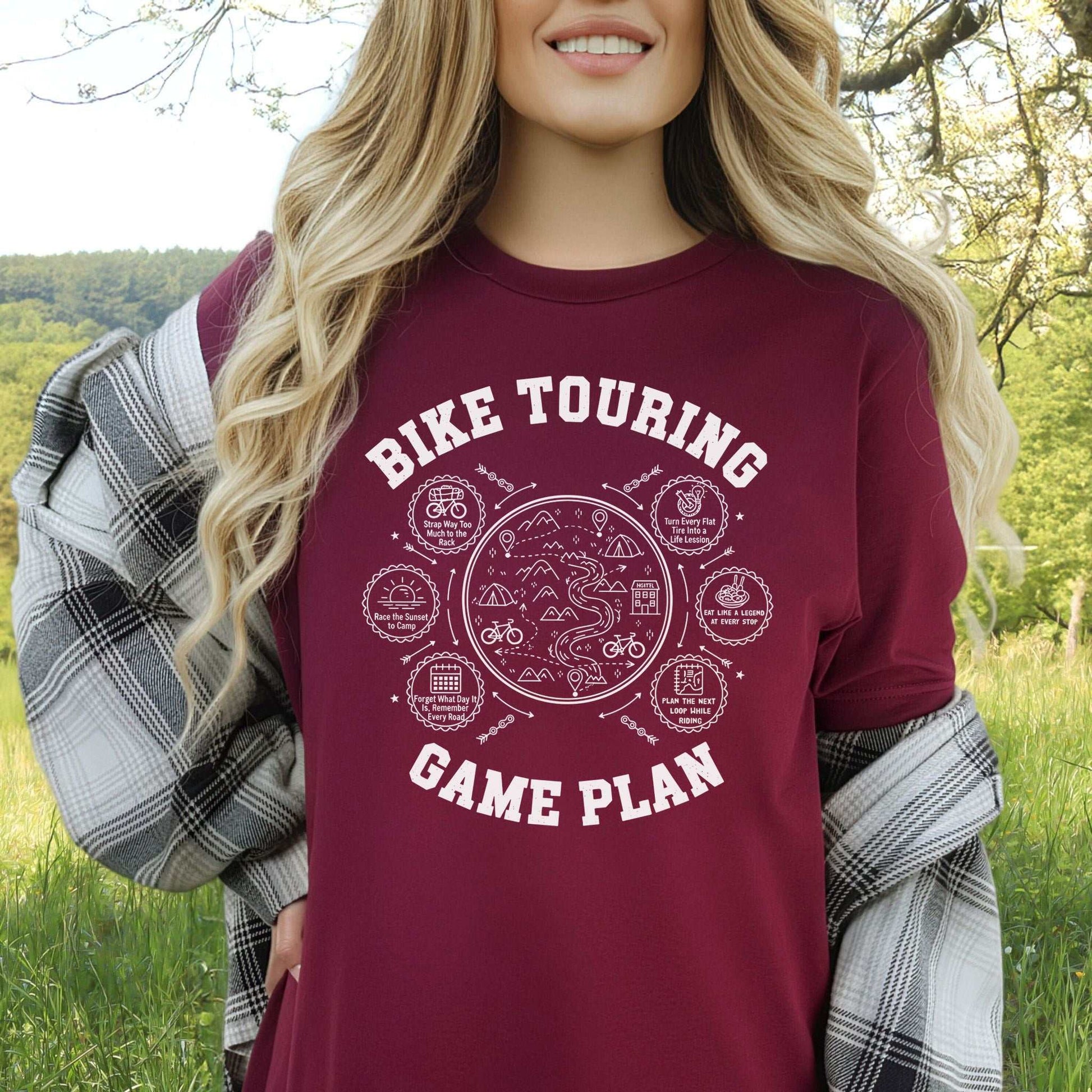 Bike Touring Game Plan T-Shirt – Funny Cyclist Adventure Tee