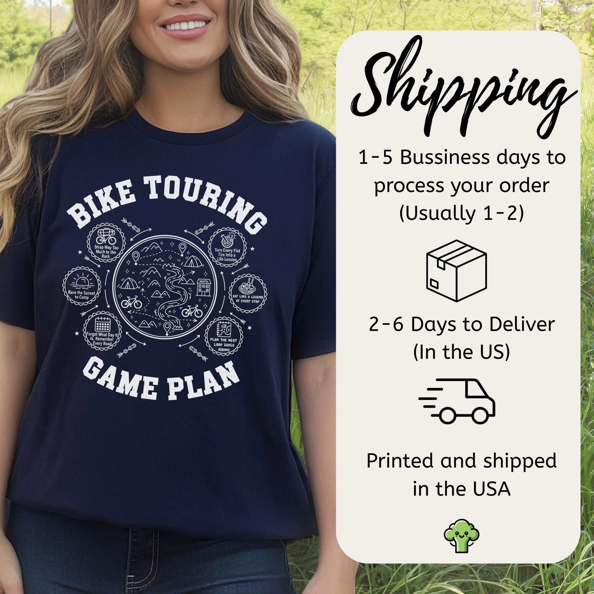 Bike Touring Game Plan T-Shirt – Funny Cyclist Adventure Tee