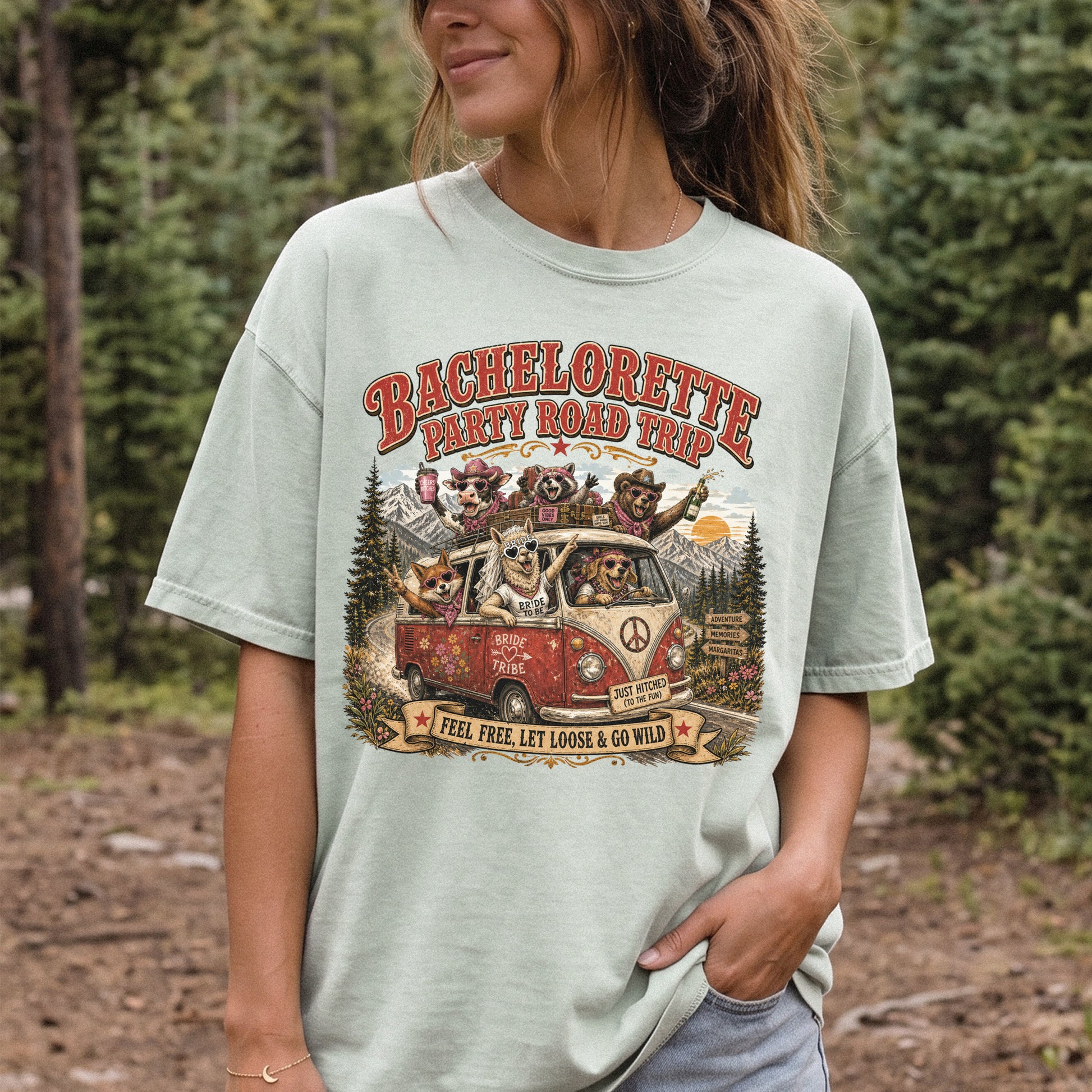 Bachelorette Party Road Trip Comfort Colors Shirt – Retro Comic Bride Tribe Tee
