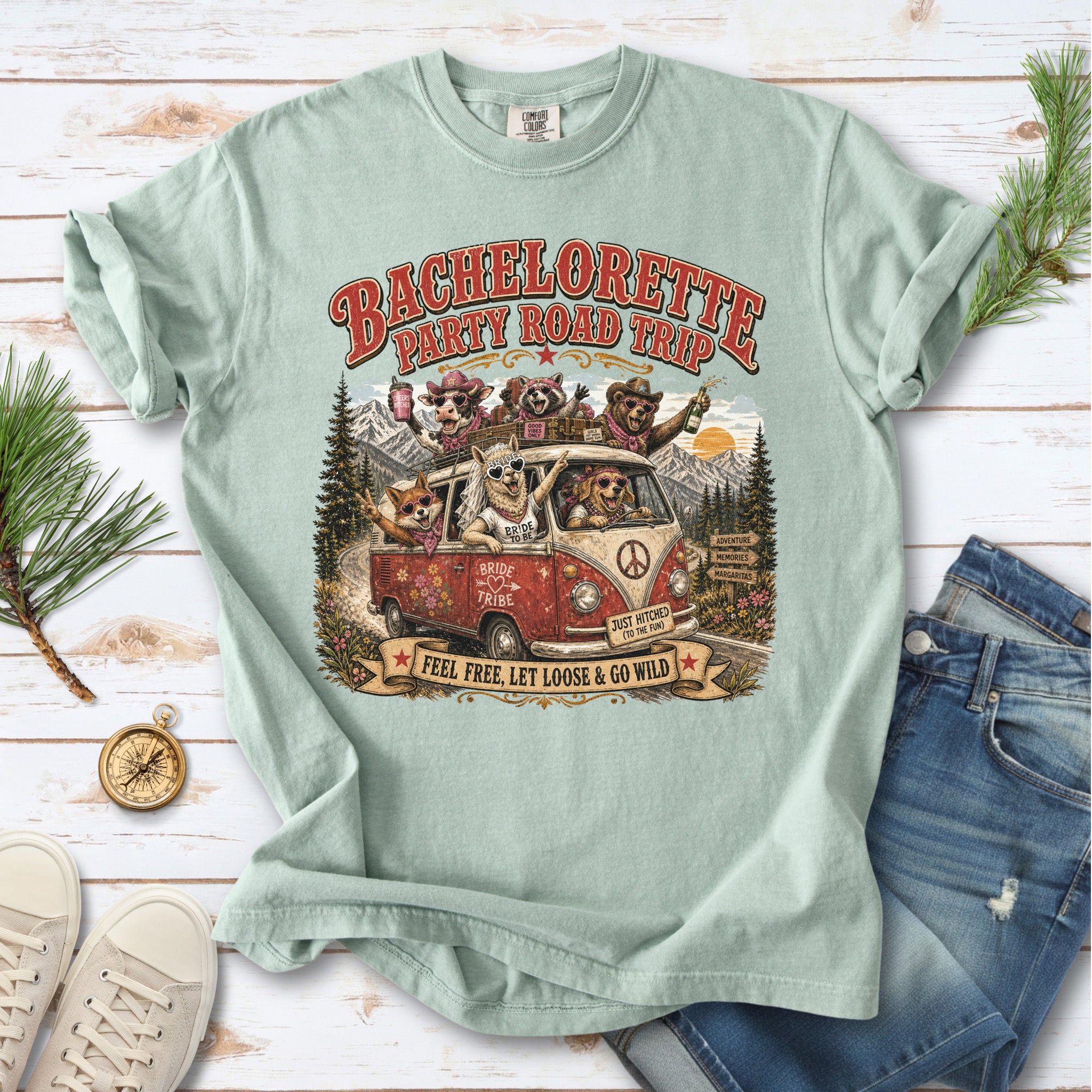 Bachelorette Party Road Trip Comfort Colors Shirt – Retro Comic Bride Tribe Tee

