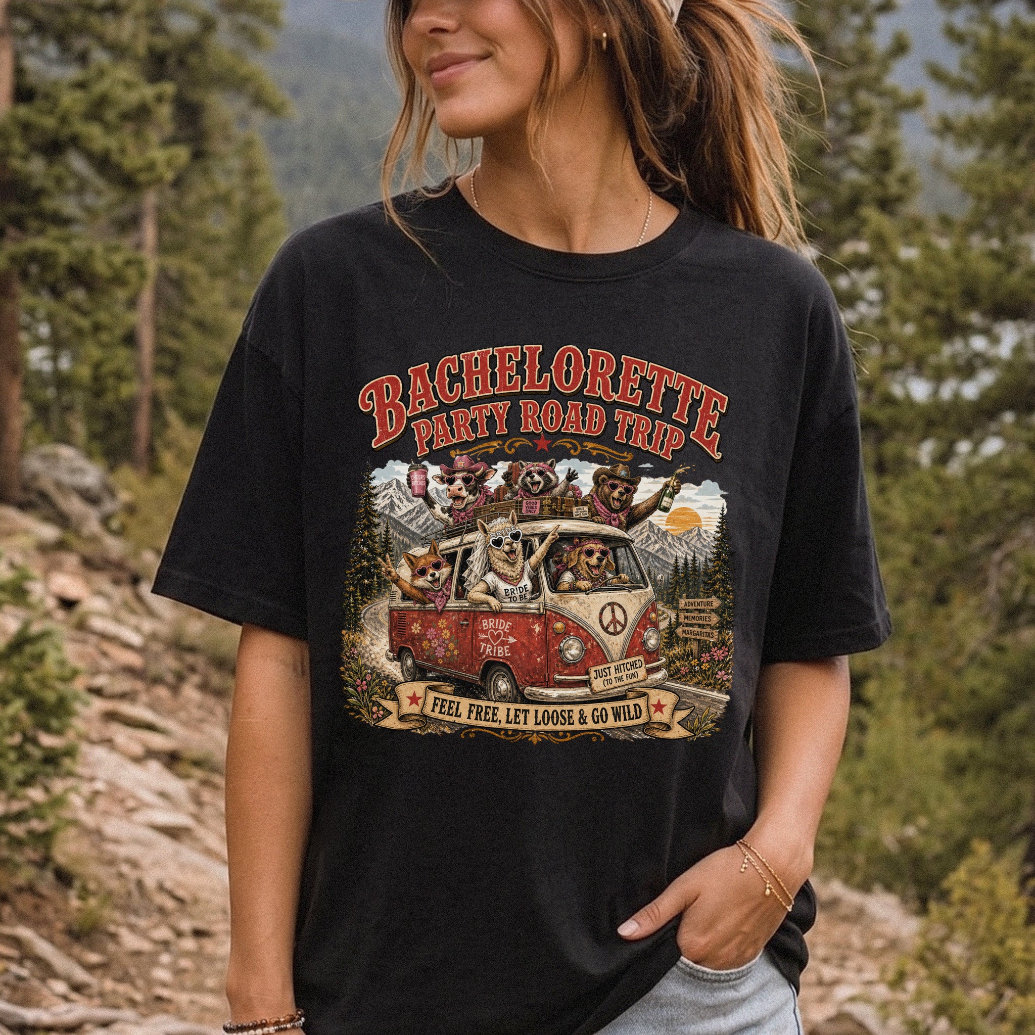 Bachelorette Party Road Trip Comfort Colors Shirt – Retro Comic Bride Tribe Tee
