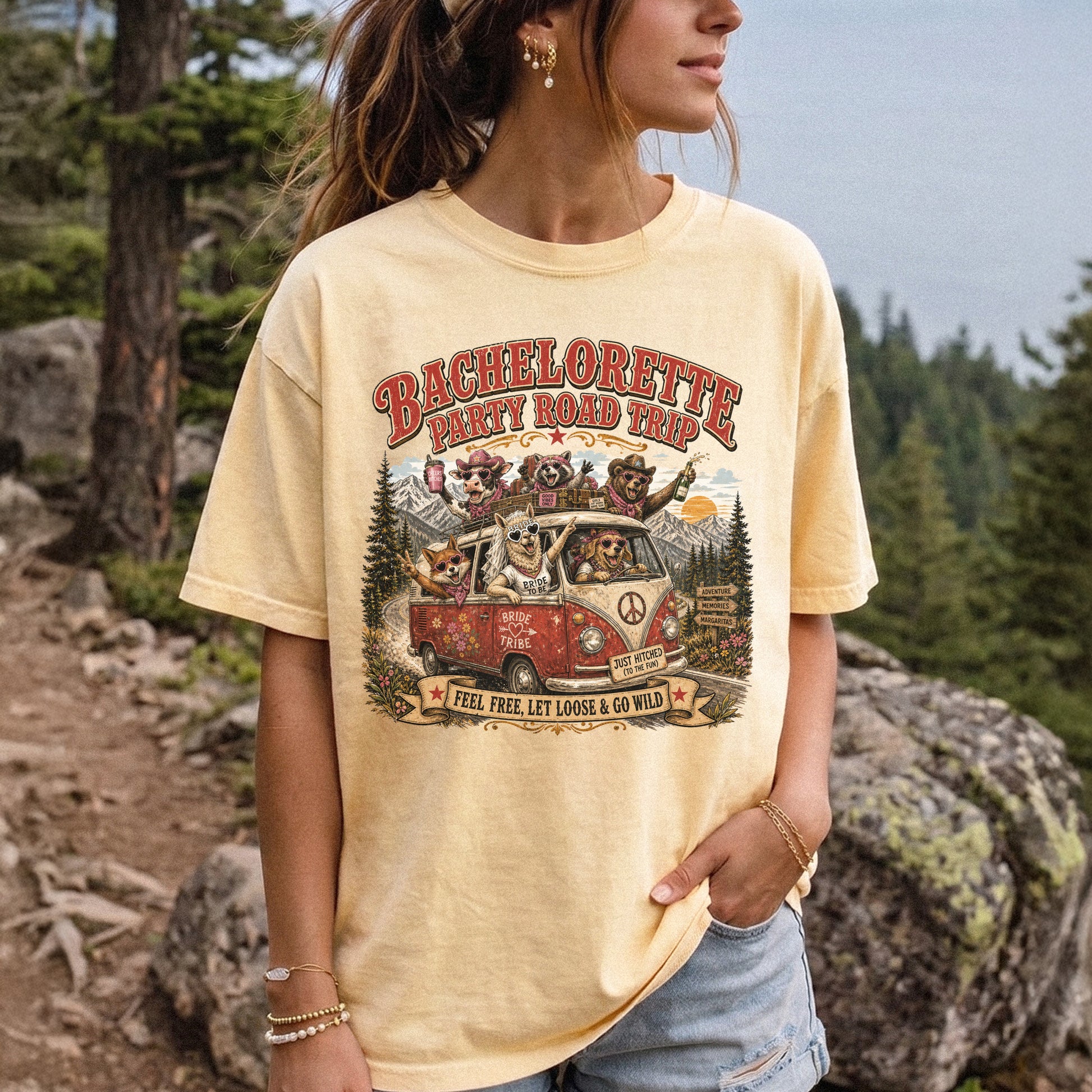 Bachelorette Party Road Trip Comfort Colors Shirt – Retro Comic Bride Tribe Tee
