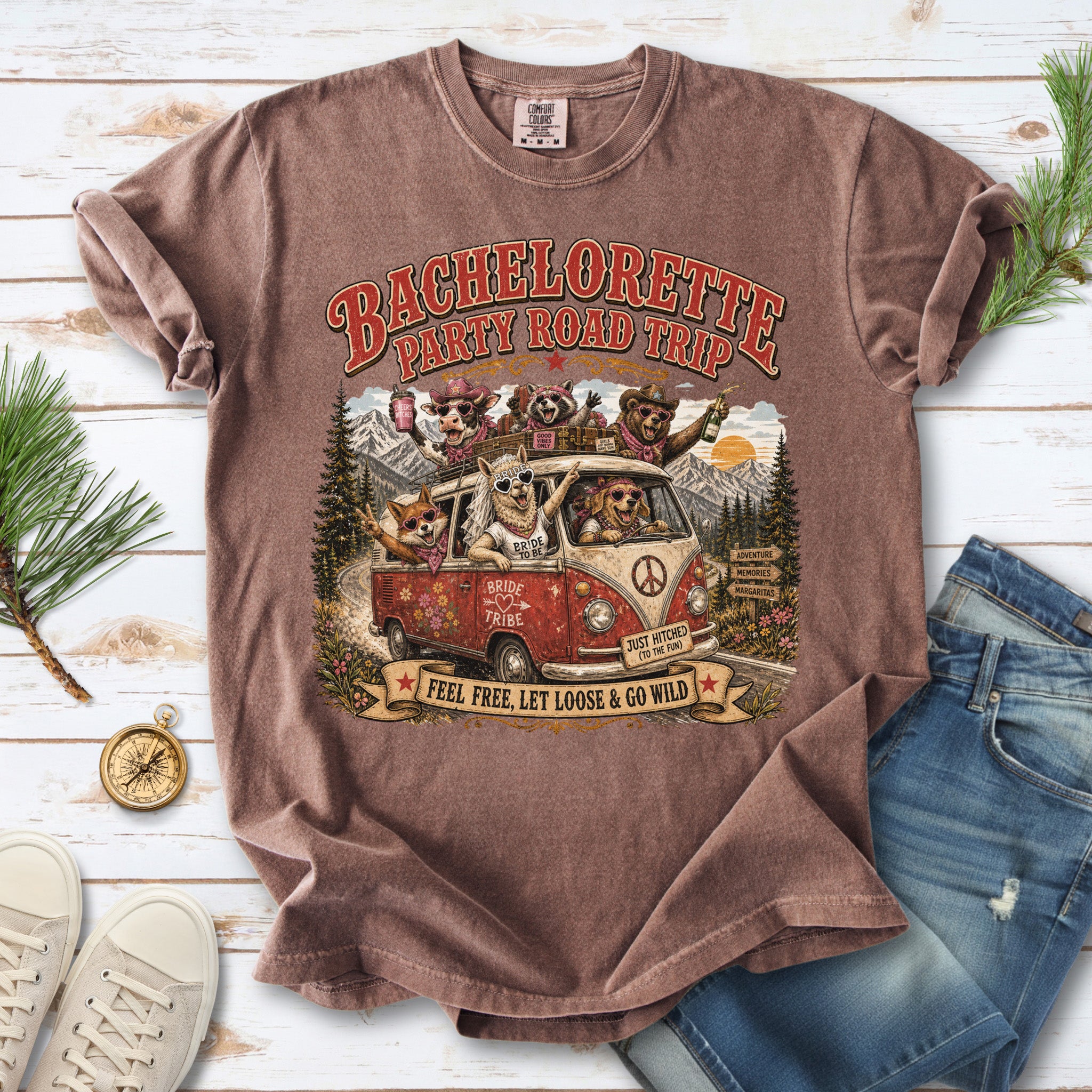 Bachelorette Party Road Trip Comfort Colors Shirt – Retro Comic Bride Tribe Tee

