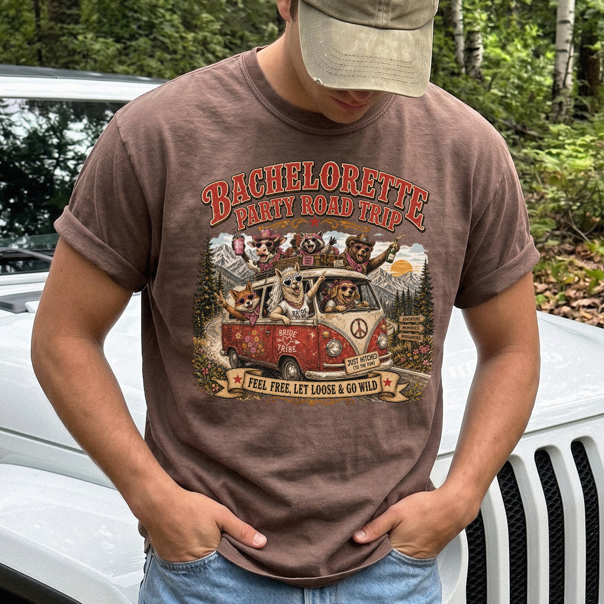 Bachelorette Party Road Trip Comfort Colors Shirt – Retro Comic Bride Tribe Tee
