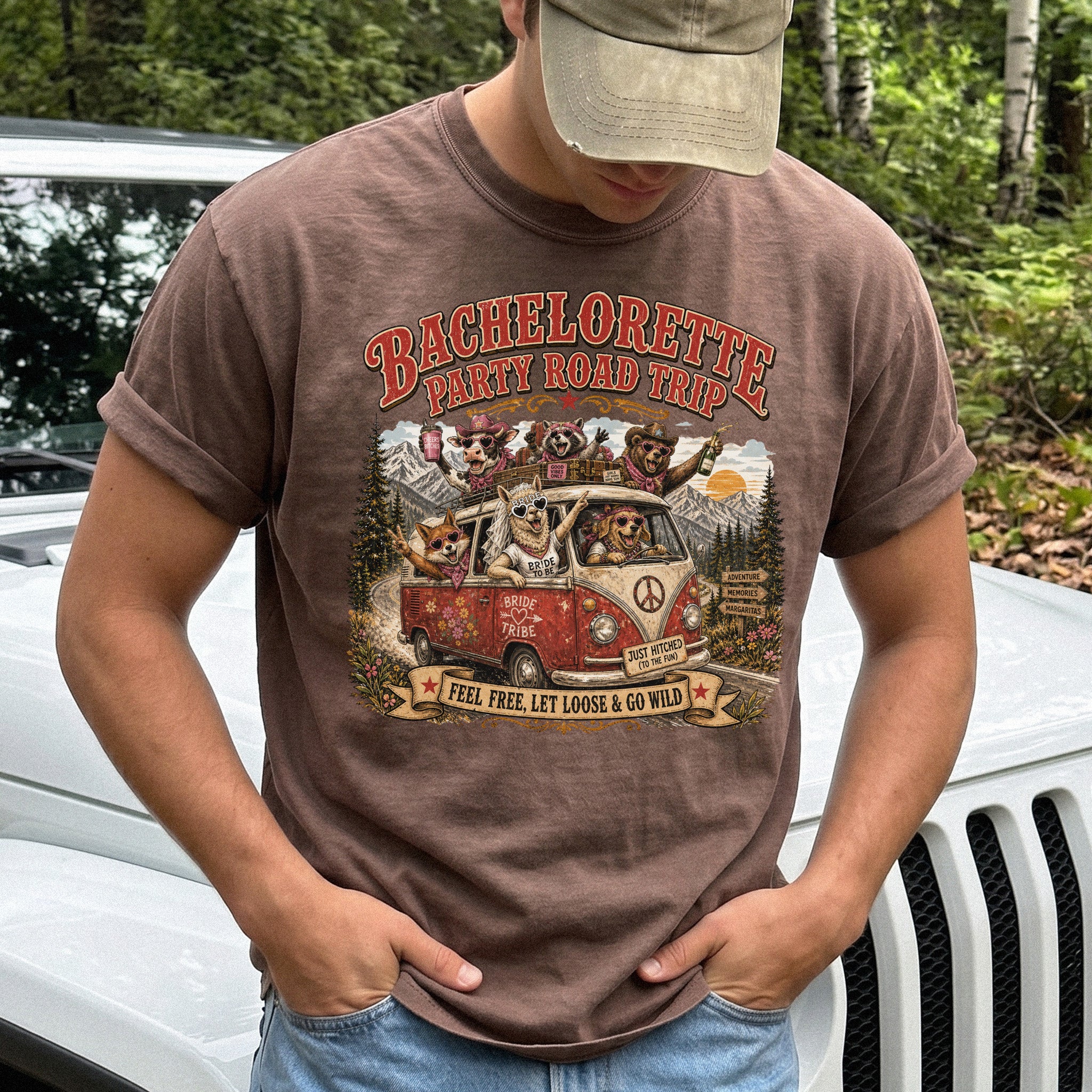 Bachelorette Party Road Trip Comfort Colors Shirt – Retro Comic Bride Tribe Tee
