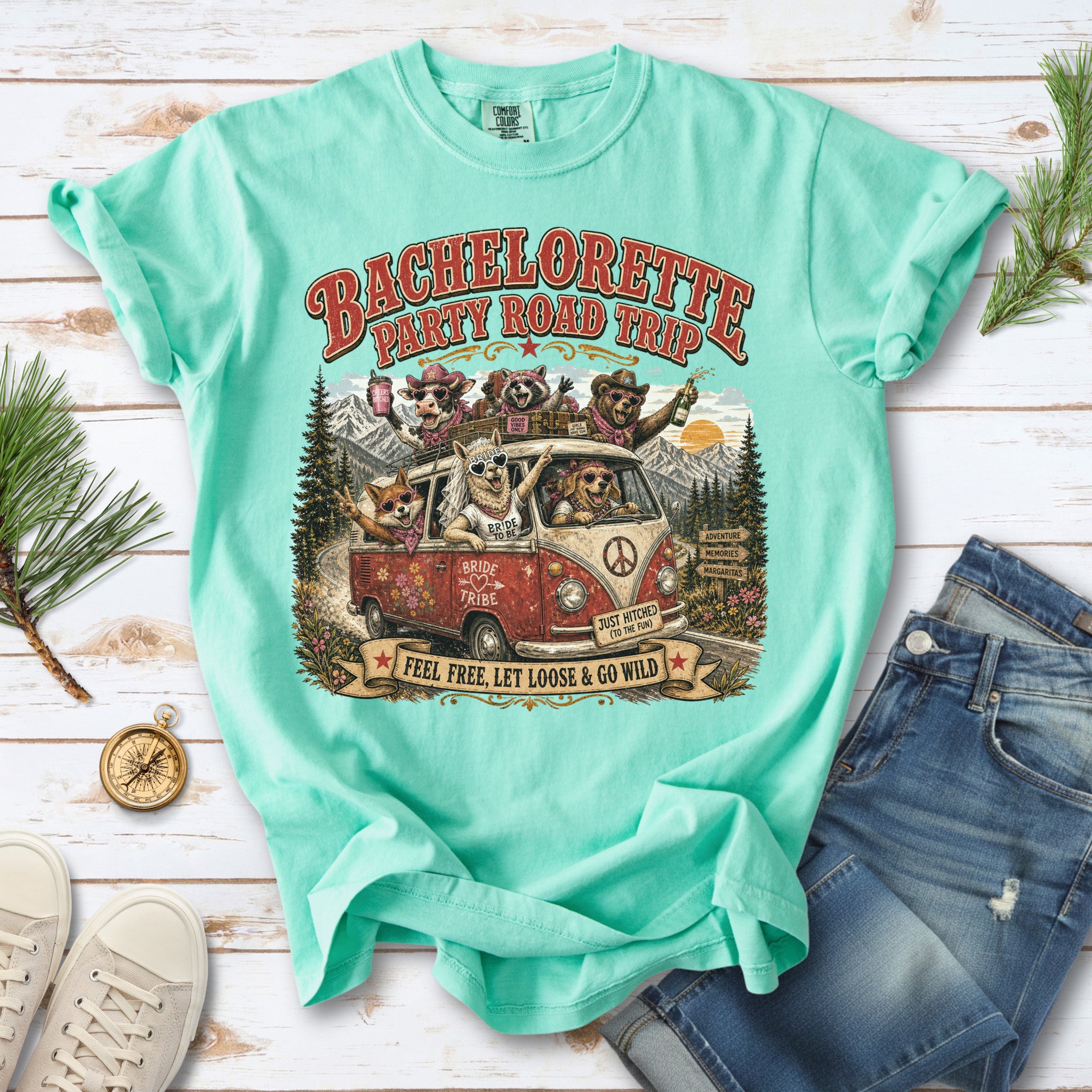 Bachelorette Party Road Trip Comfort Colors Shirt – Retro Comic Bride Tribe Tee
