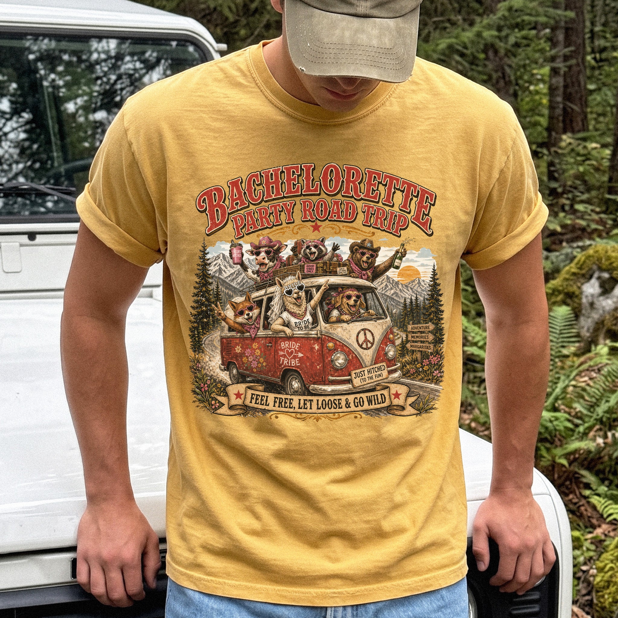 Bachelorette Party Road Trip Comfort Colors Shirt – Retro Comic Bride Tribe Tee
