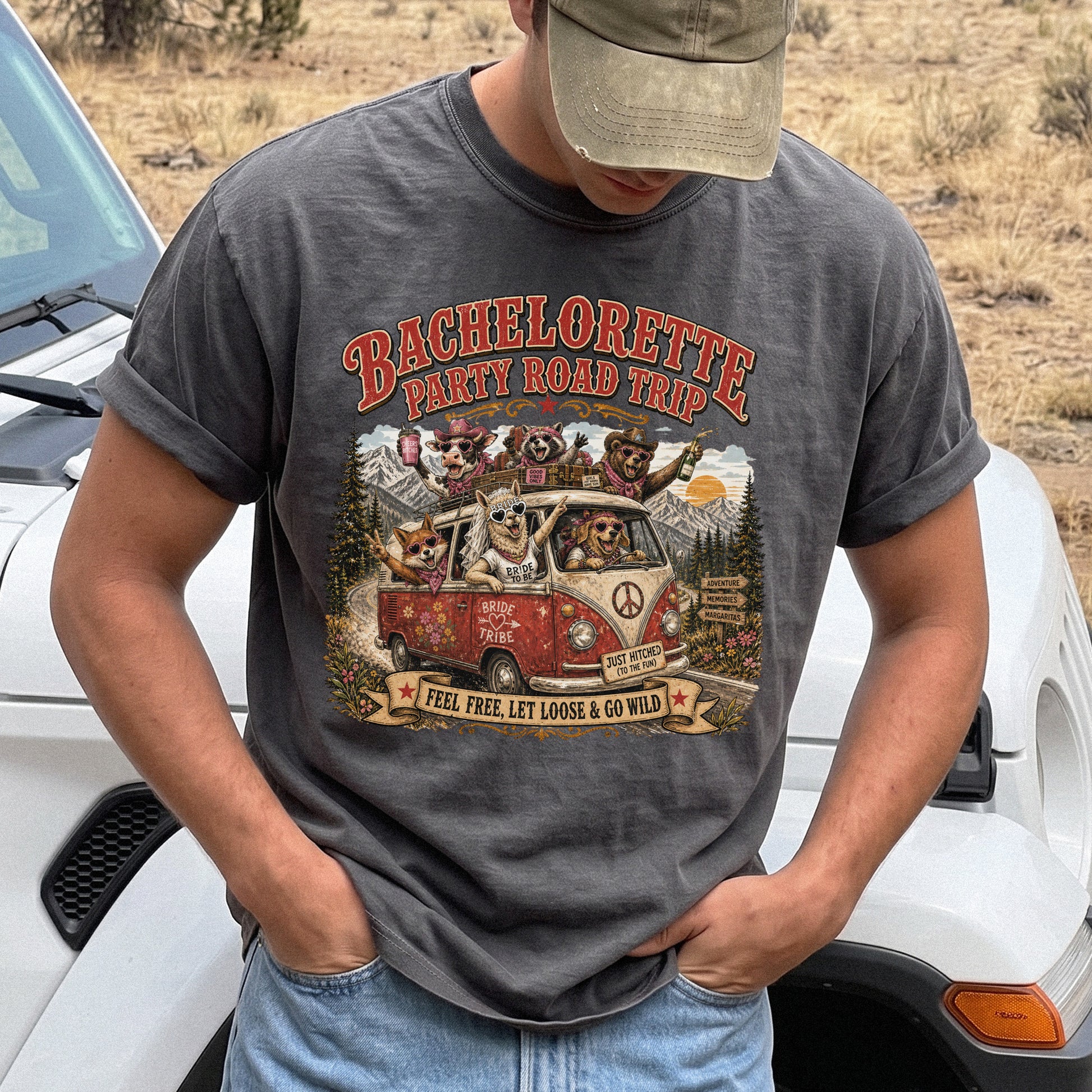 Bachelorette Party Road Trip Comfort Colors Shirt – Retro Comic Bride Tribe Tee
