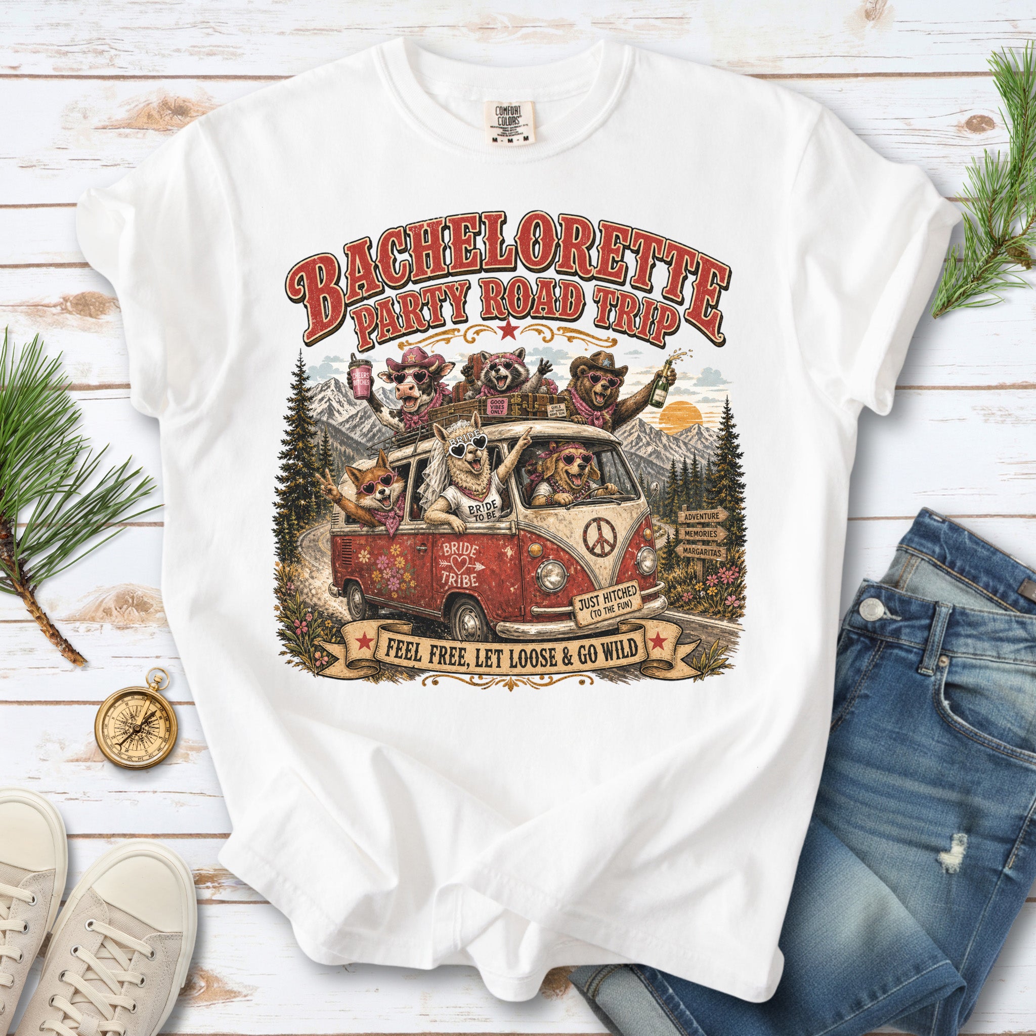 Bachelorette Party Road Trip Comfort Colors Shirt – Retro Comic Bride Tribe Tee
