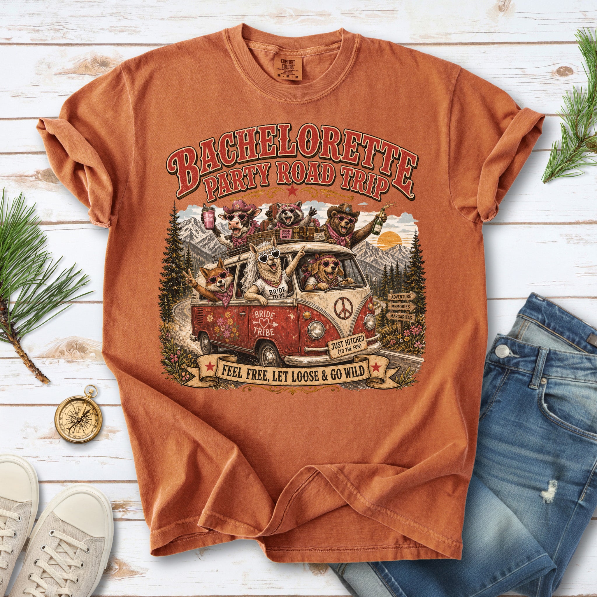 Bachelorette Party Road Trip Comfort Colors Shirt – Retro Comic Bride Tribe Tee
