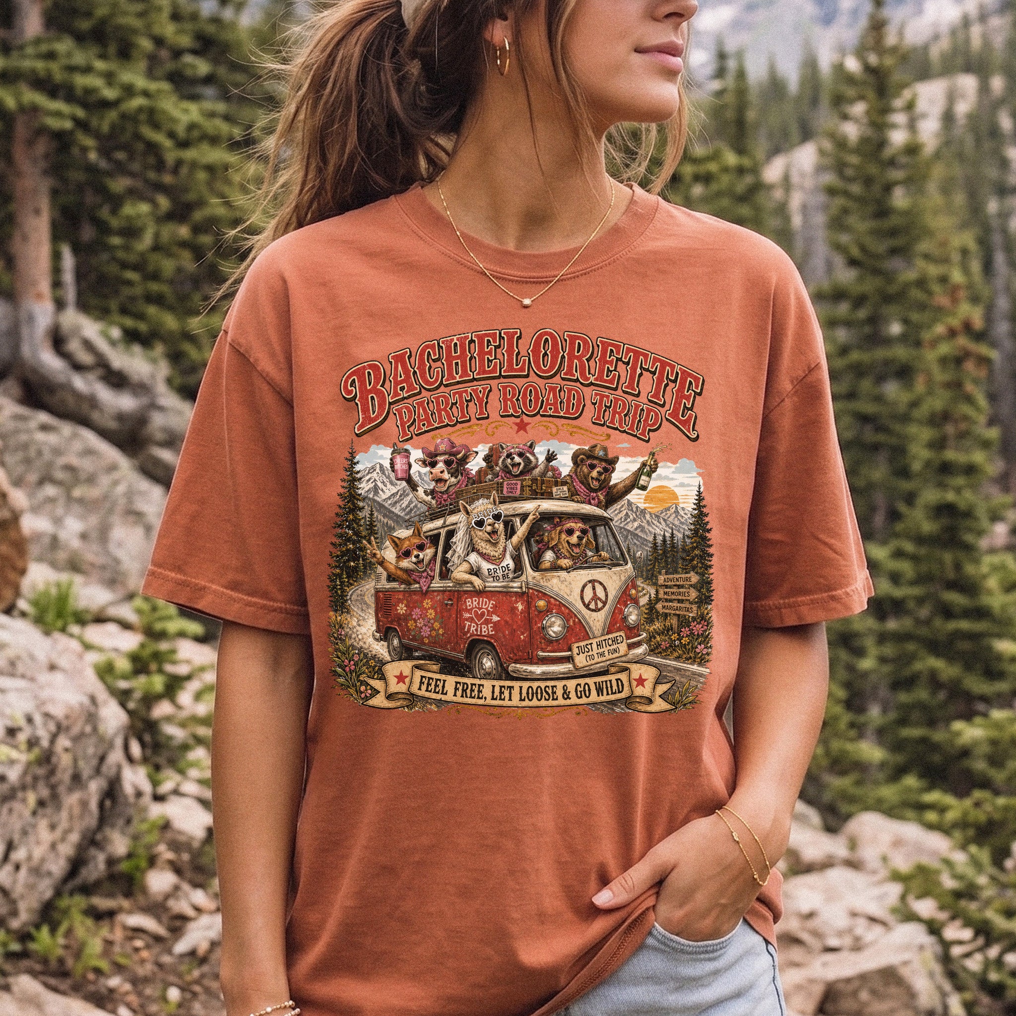 Bachelorette Party Road Trip Comfort Colors Shirt – Retro Comic Bride Tribe Tee
