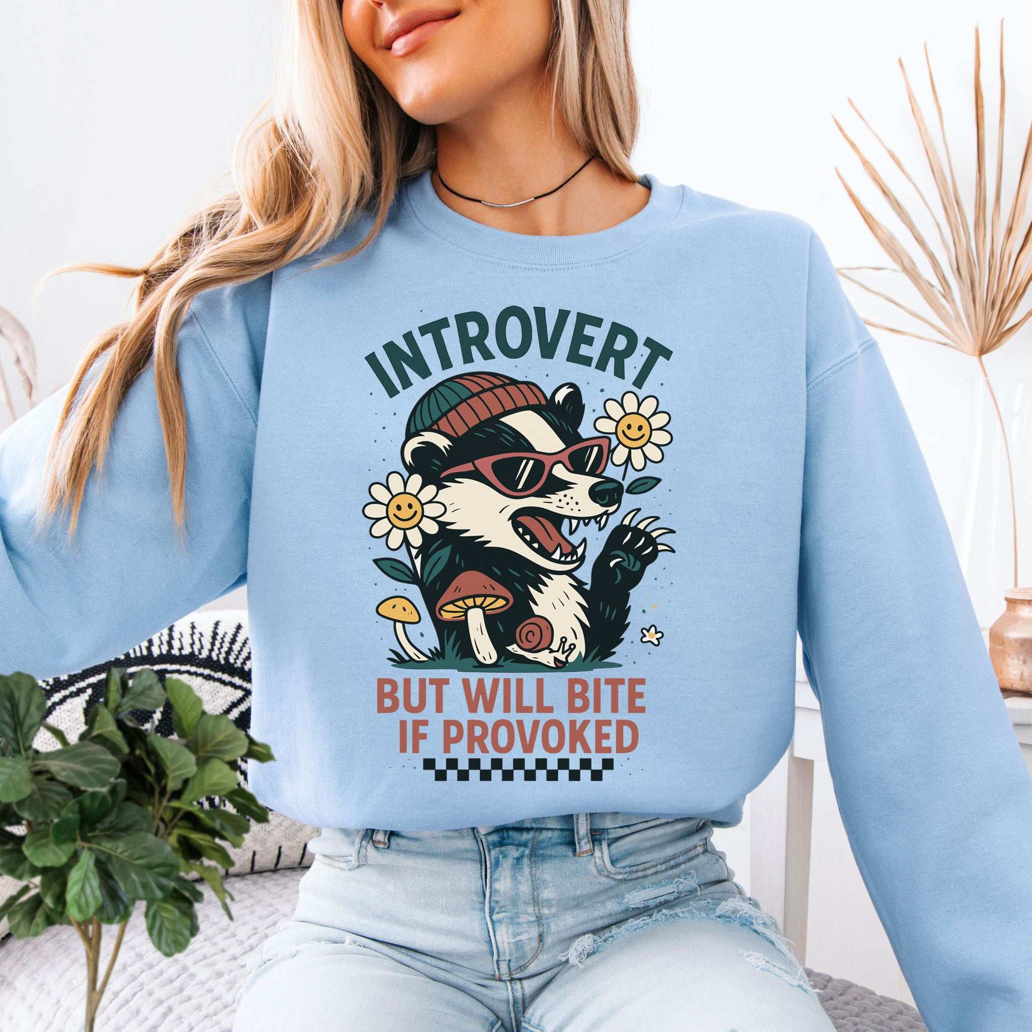 Introvert Badger Sweatshirt – Funny Animal Attitude for Quiet Rebels