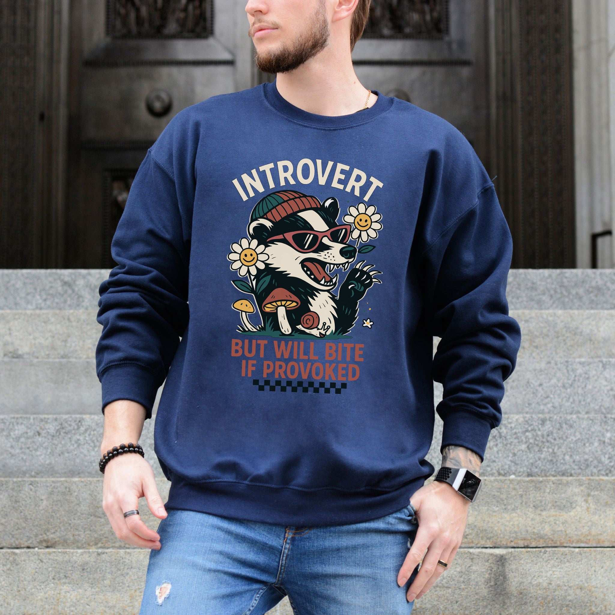 Introvert Badger Sweatshirt – Funny Animal Attitude for Quiet Rebels